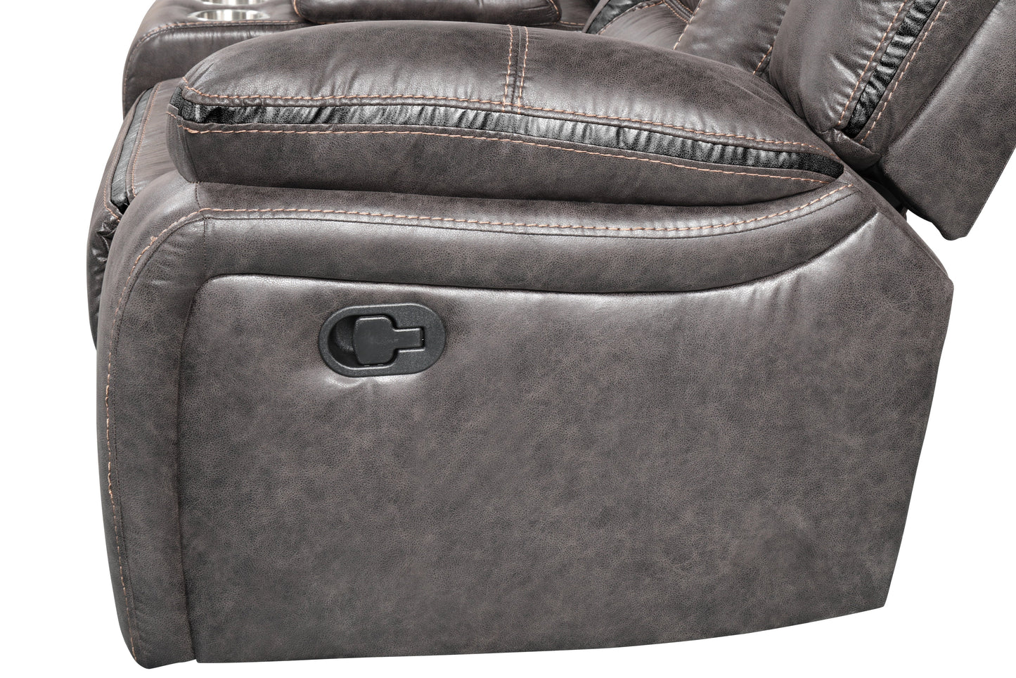 Elkton Manual Motion Reclining Loveseat with Storage Console, Dark Chesnut