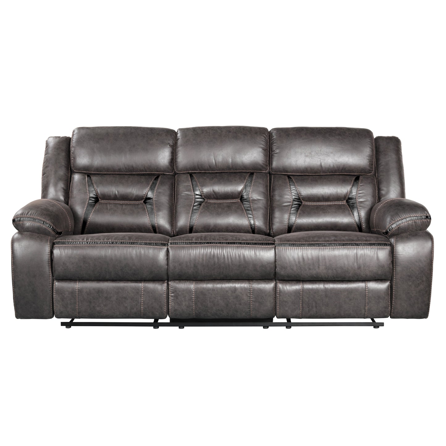 Elkton Manual Motion Reclining Sofa with Storage Console, Dark Chesnut