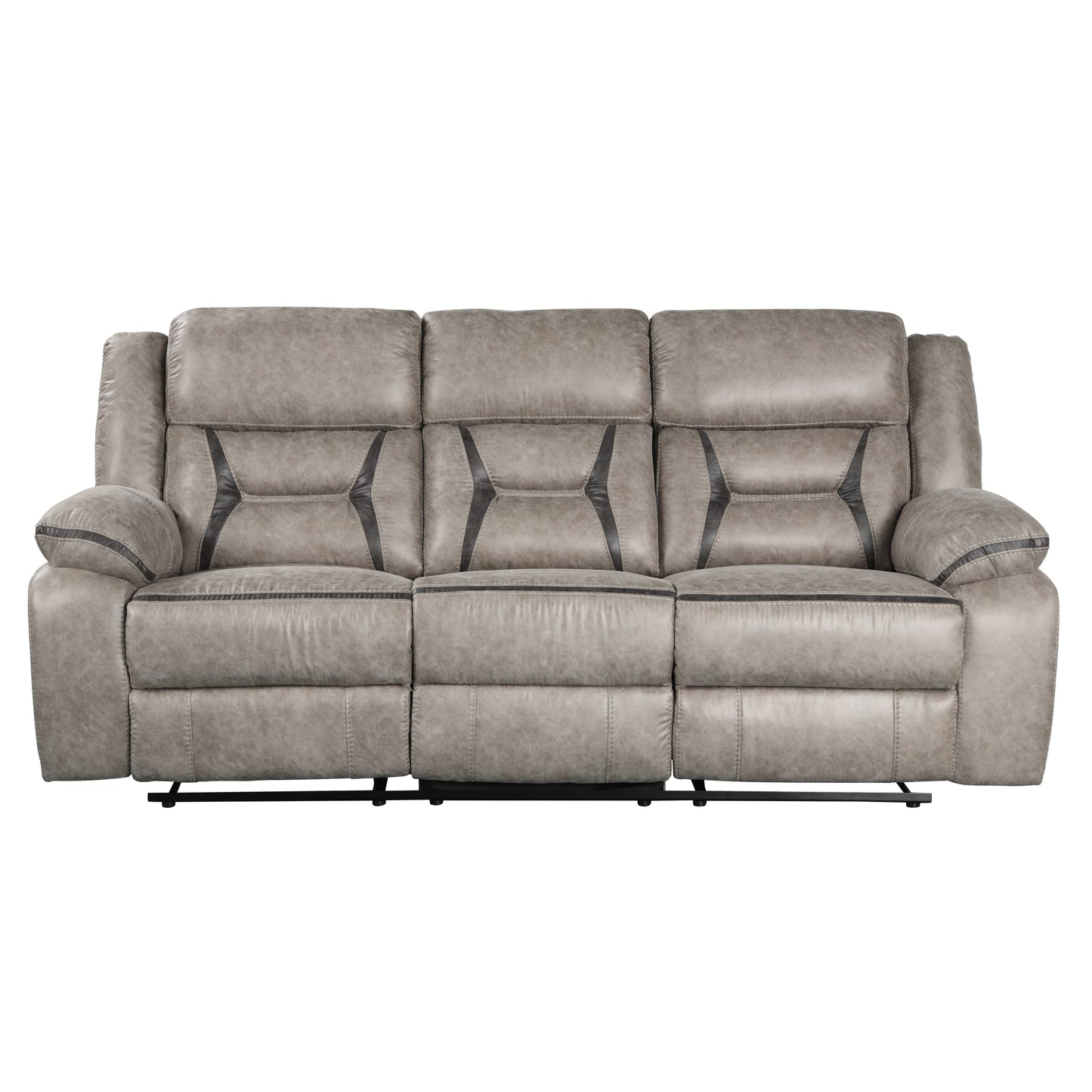 Elkton Manual Motion Reclining Sofa with Storage Console, Taupe