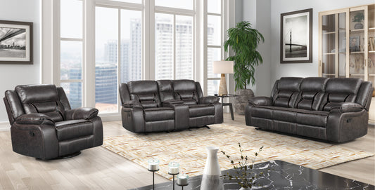 Elkton Manual Motion Reclining Living Room Collection, Dark Chestnut