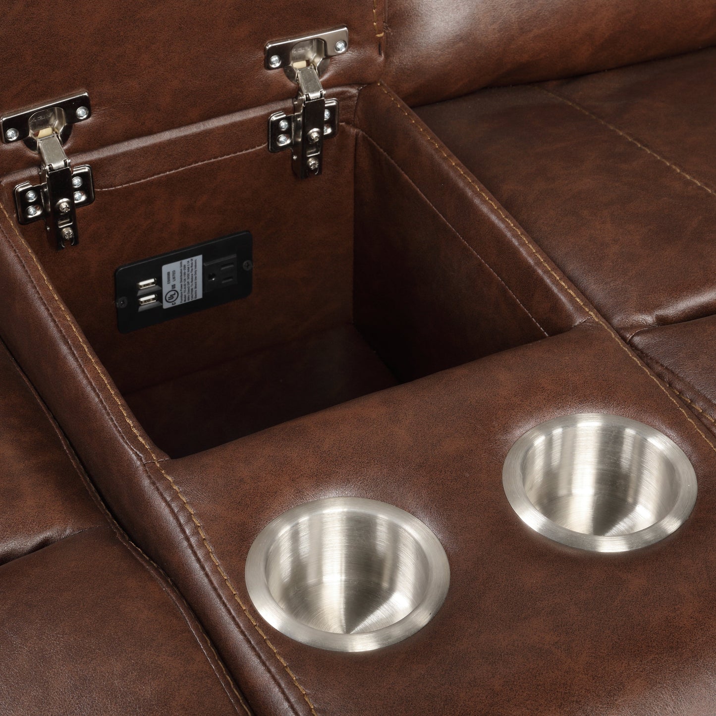 Achern Brown Leather-Air Nailhead Manual Reclining Living Room Collection