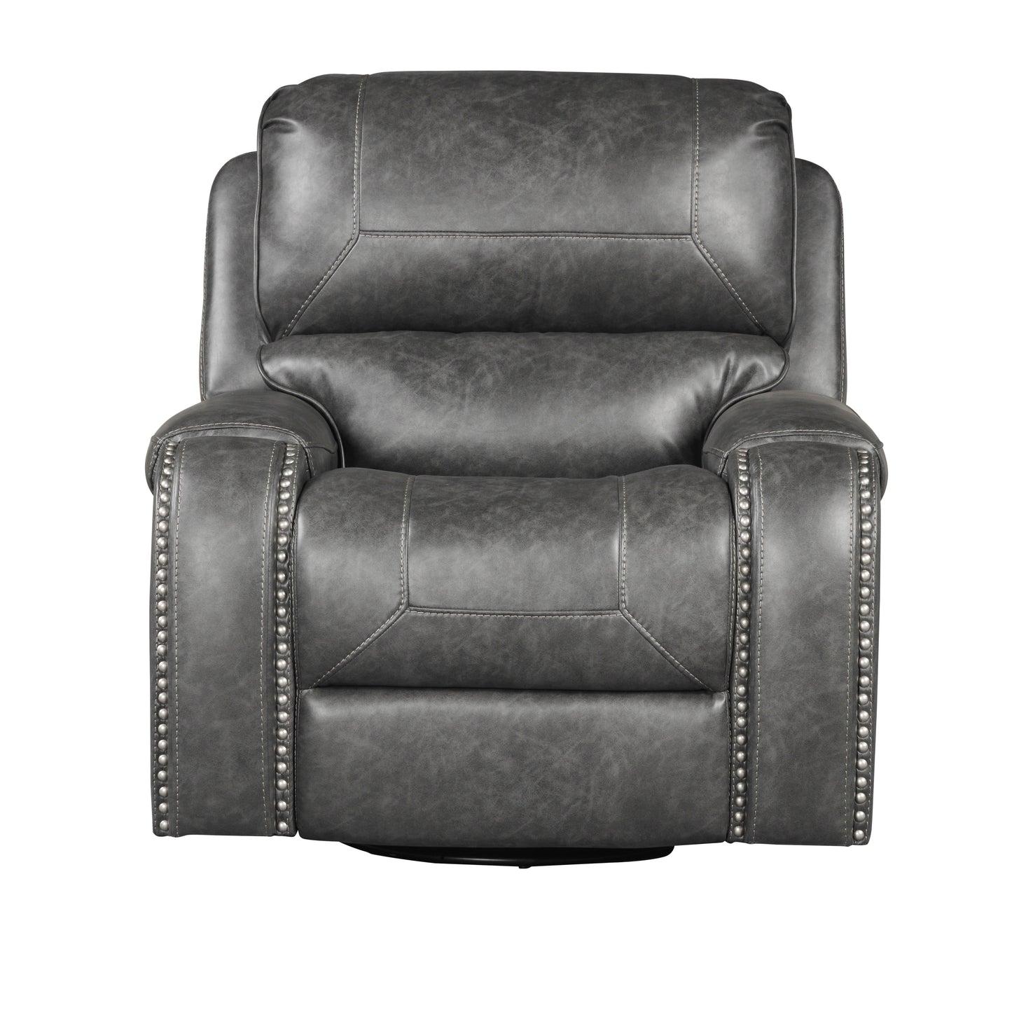 Achern Gray Leather-Air Nailhead Manual Reclining Living Room Collection