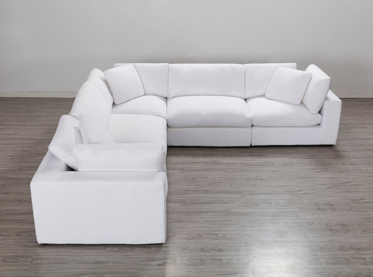 Rivas Contemporary Feather Fill 5-Piece Modular Sectional Sofa, White