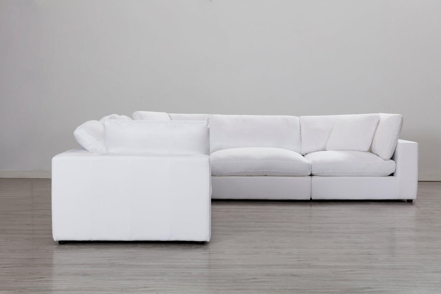 Rivas Contemporary Feather Fill 5-Piece Modular Sectional Sofa, White