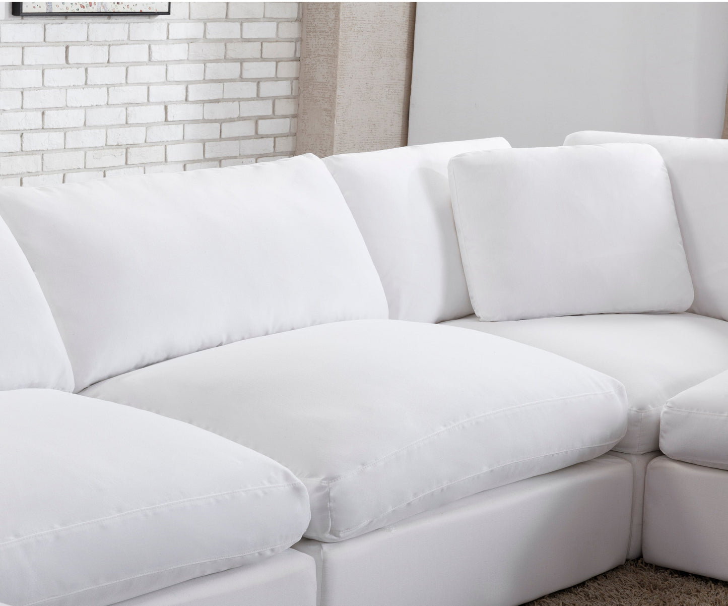 Rivas Contemporary Feather Fill 5-Piece Modular Sectional Sofa, White