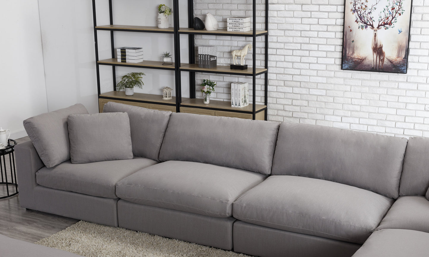 Rivas Contemporary Feather Fill 6-Piece Modular Sectional Sofa, Graphite