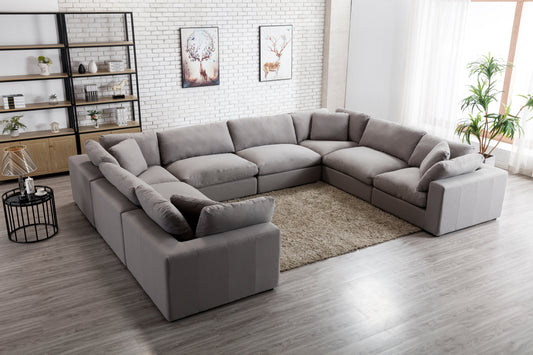 Rivas Contemporary Feather Fill 8-Piece Modular Sectional Sofa, Graphite