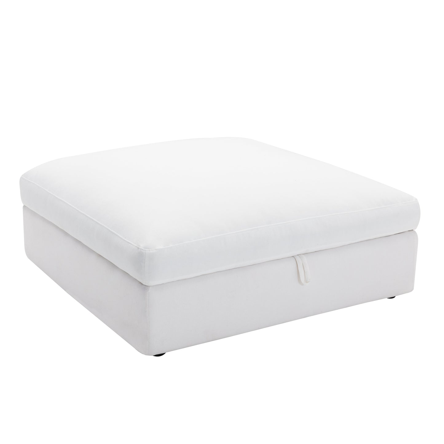 Rivas Contemporary Feather Fill Ottoman, White