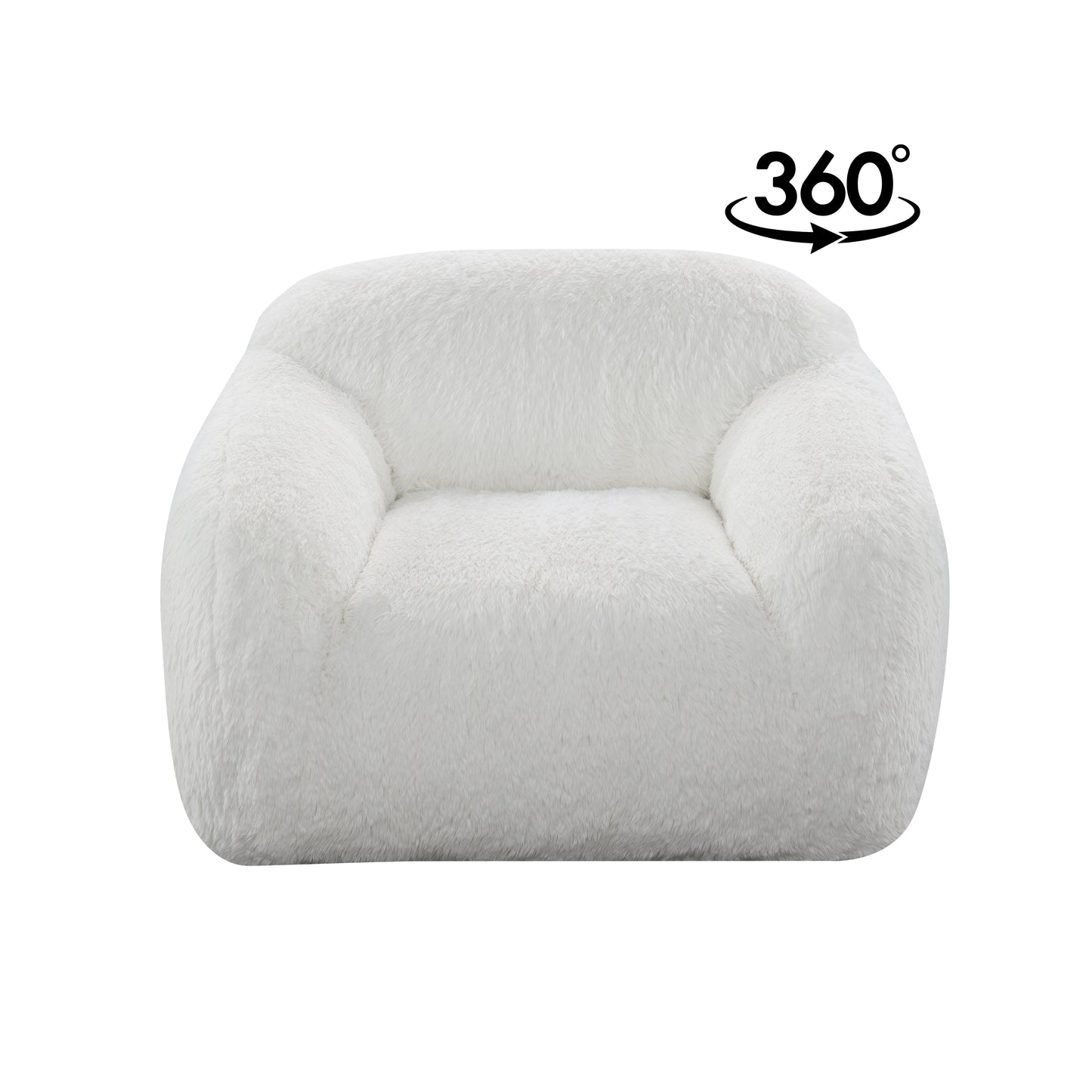 Roundhill Furniture Adell Polar Bear 2-Piece Living Room Set, Sofa and Swivel Chair
