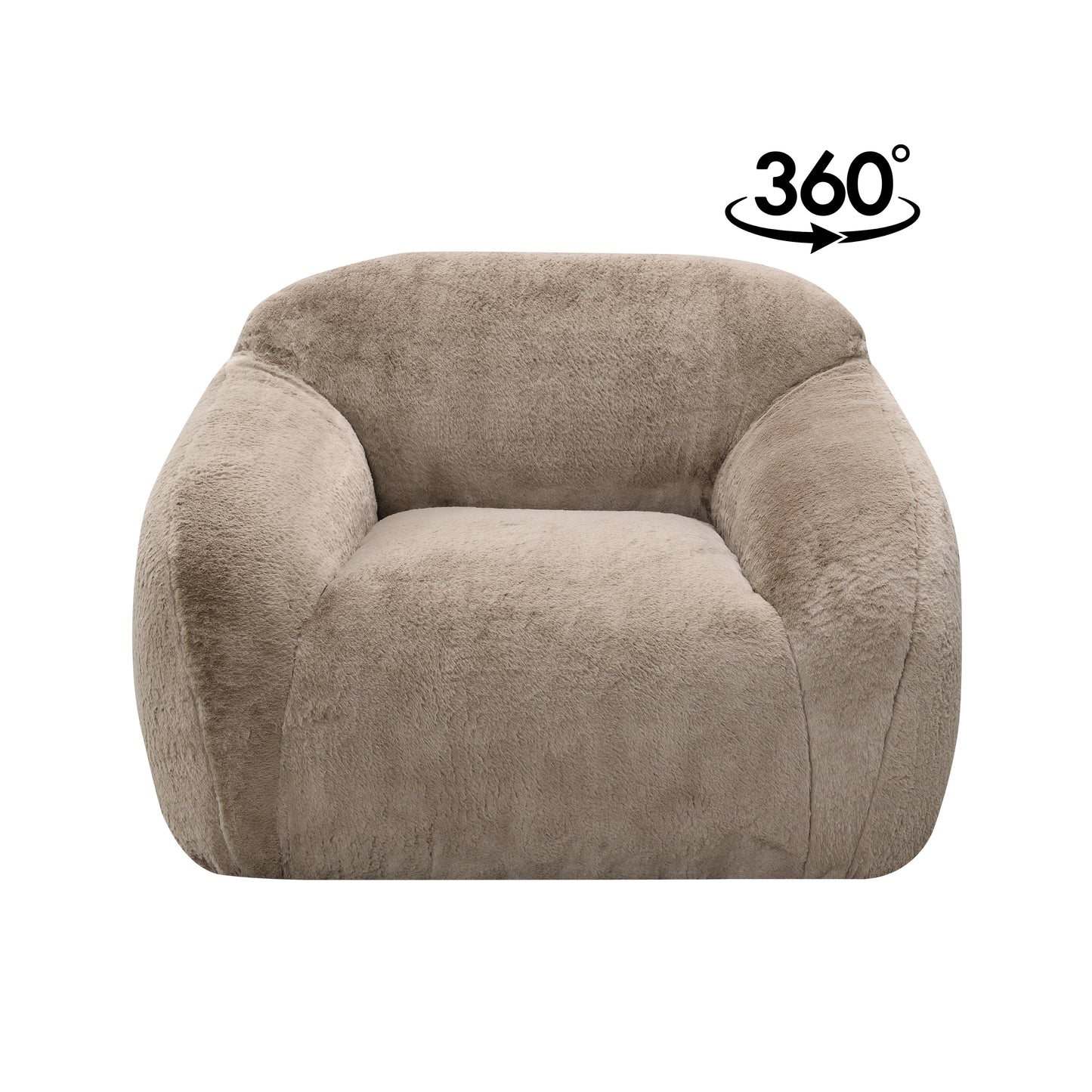 Roundhill Furniture Adell Polar Bear Faux Fur Swivel Cuddle Chair