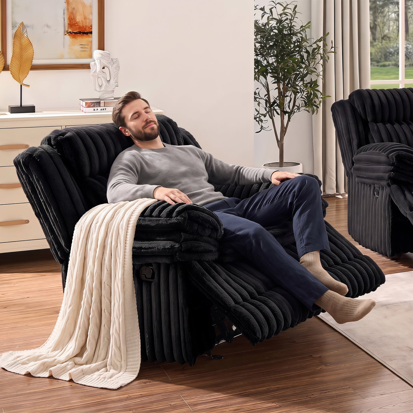 Roundhill Furniture Ardello Manual Recliner with Wide-Wale Corduroy Upholstery