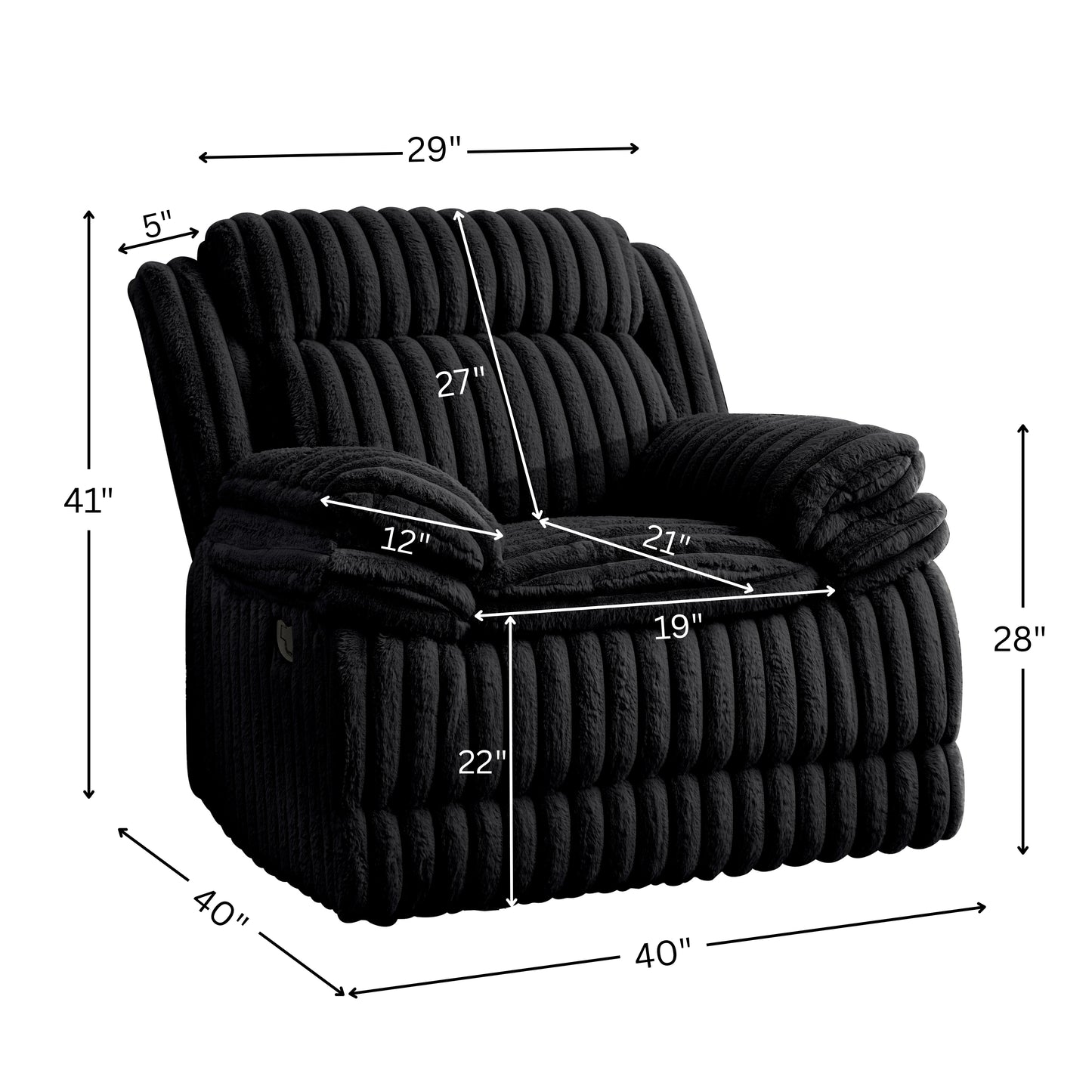 Roundhill Furniture Ardello Manual Recliner with Wide-Wale Corduroy Upholstery