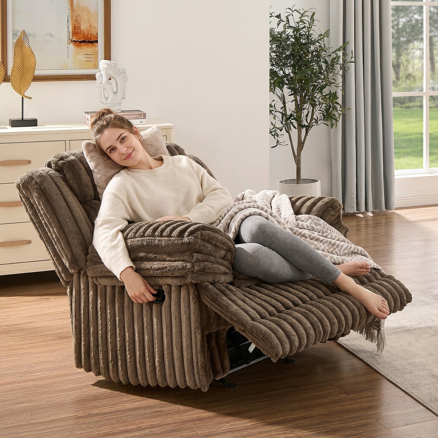 Roundhill Furniture Ardello Manual Recliner with Wide-Wale Corduroy Upholstery