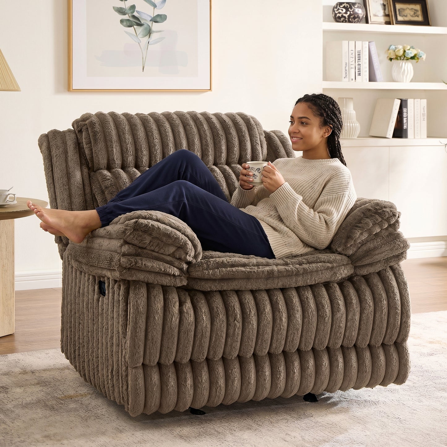 Roundhill Furniture Ardello Manual Recliner with Wide-Wale Corduroy Upholstery