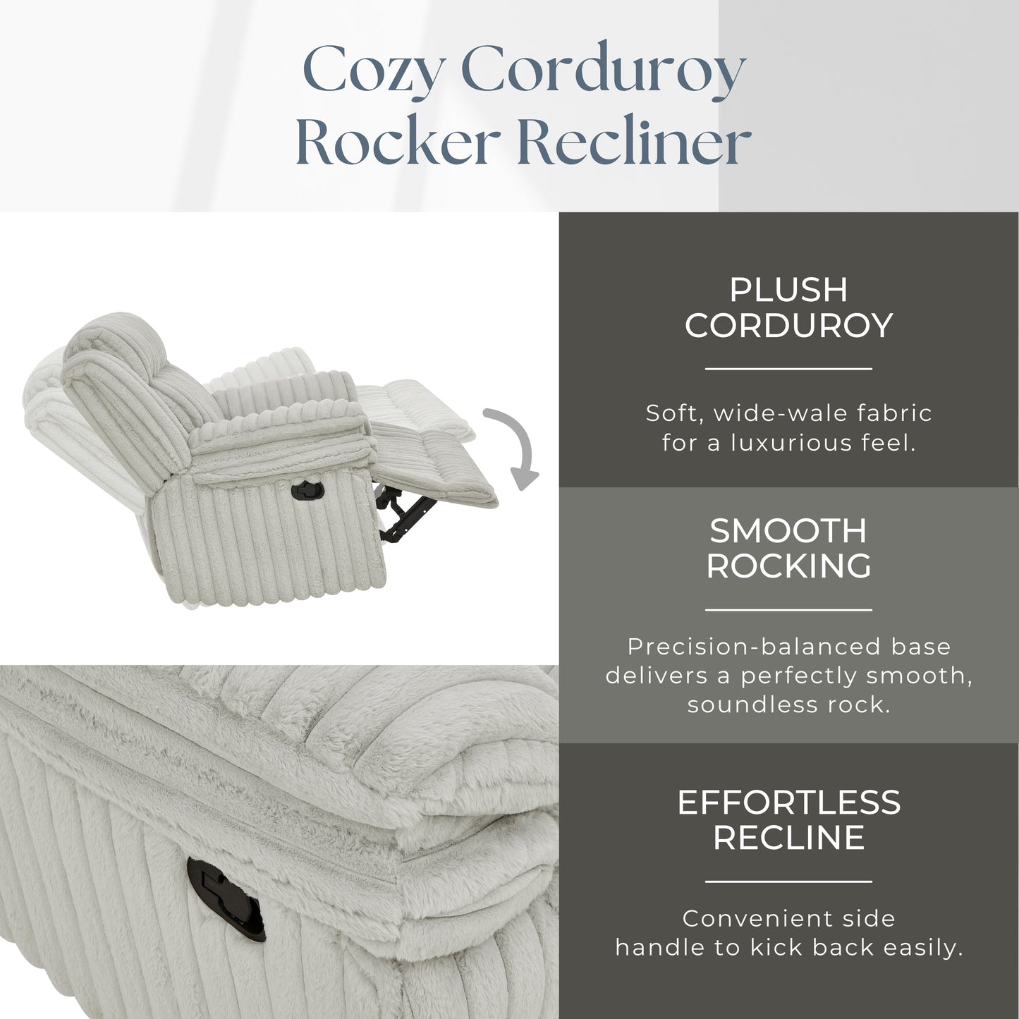 Roundhill Furniture Ardello Manual Recliner with Wide-Wale Corduroy Upholstery