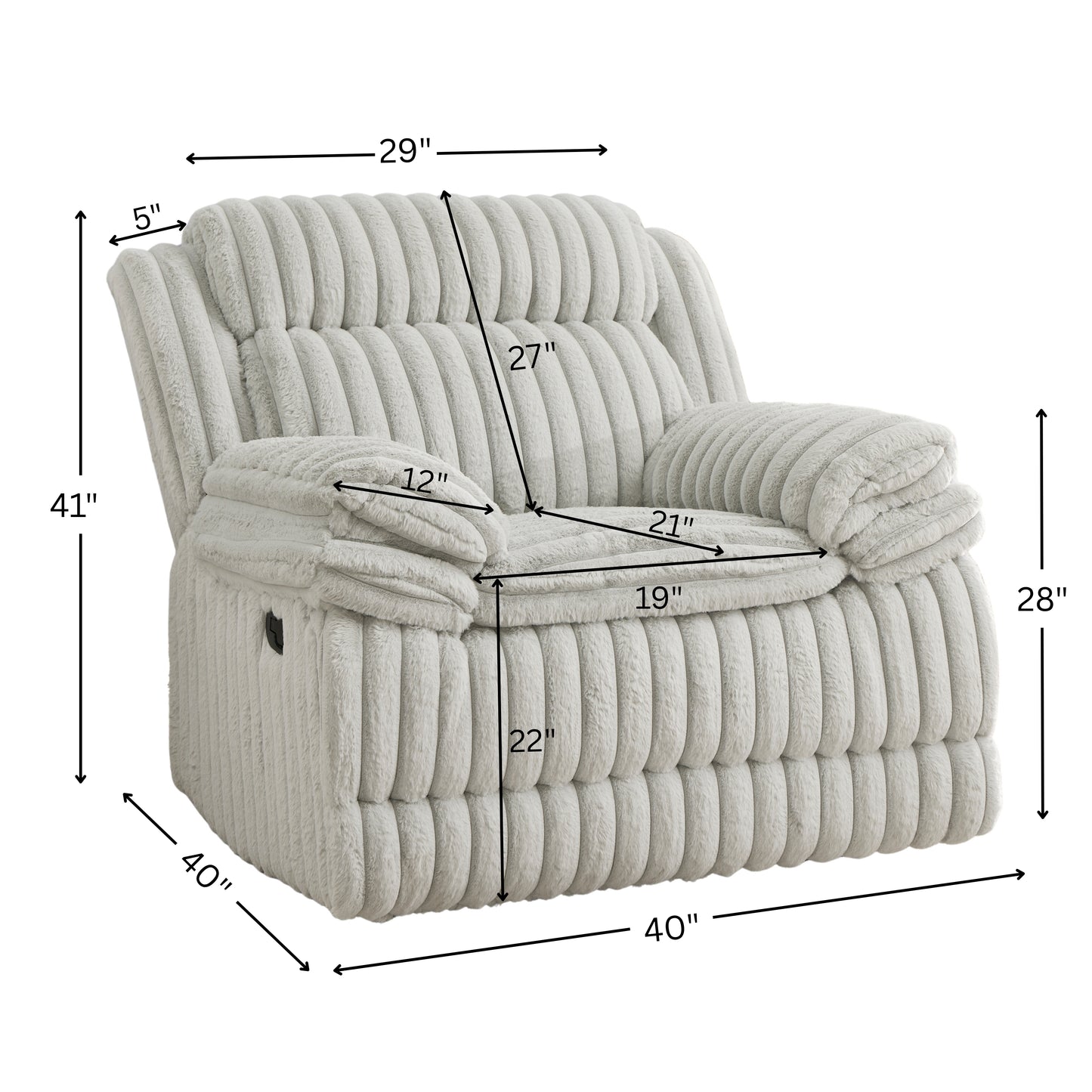 Roundhill Furniture Ardello Manual Recliner with Wide-Wale Corduroy Upholstery