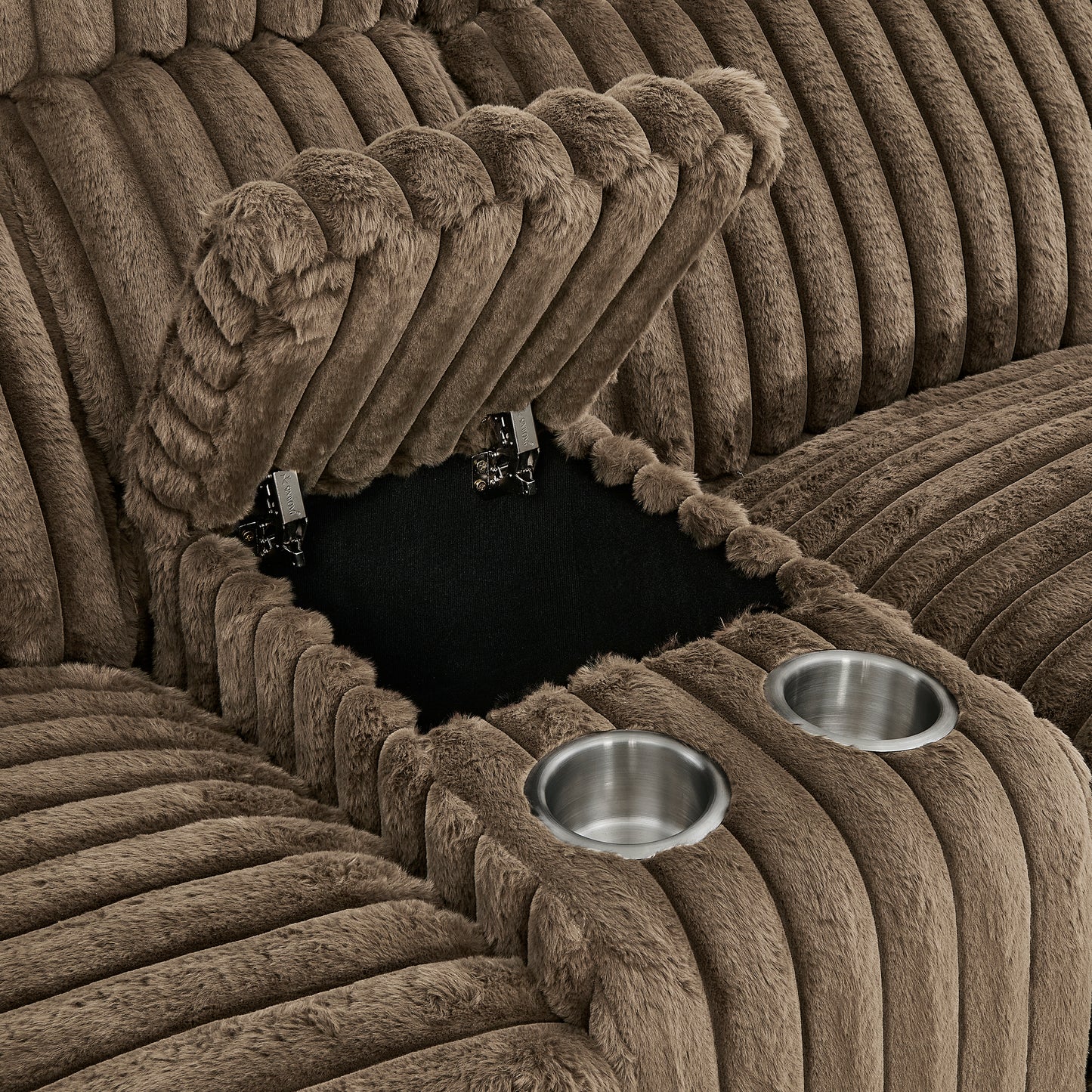 Roundhill Furniture Ardello Reclining Living Room Collection, Corduroy Upholstery, with Built-In Power Center, and Storage Console, Chocolate