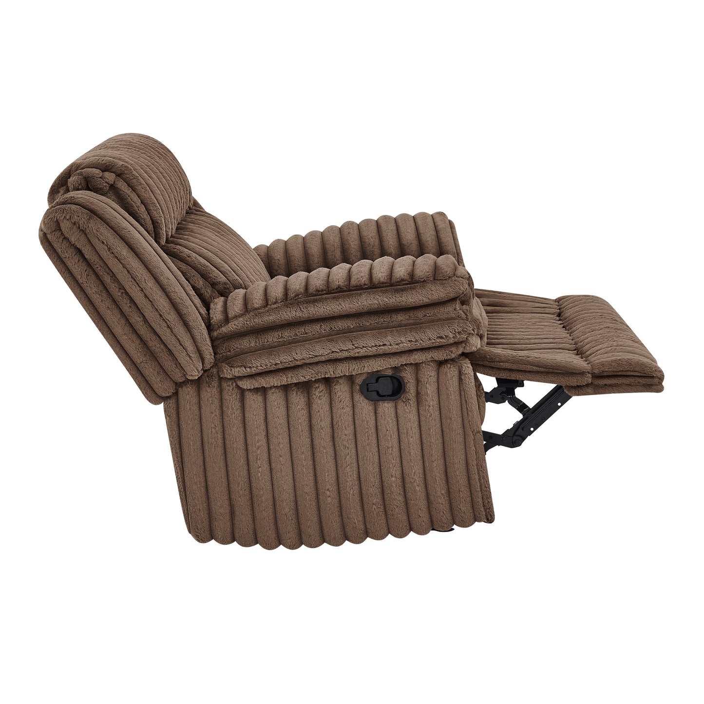 Roundhill Furniture Ardello Reclining Living Room Collection, Corduroy Upholstery, with Built-In Power Center, and Storage Console, Chocolate