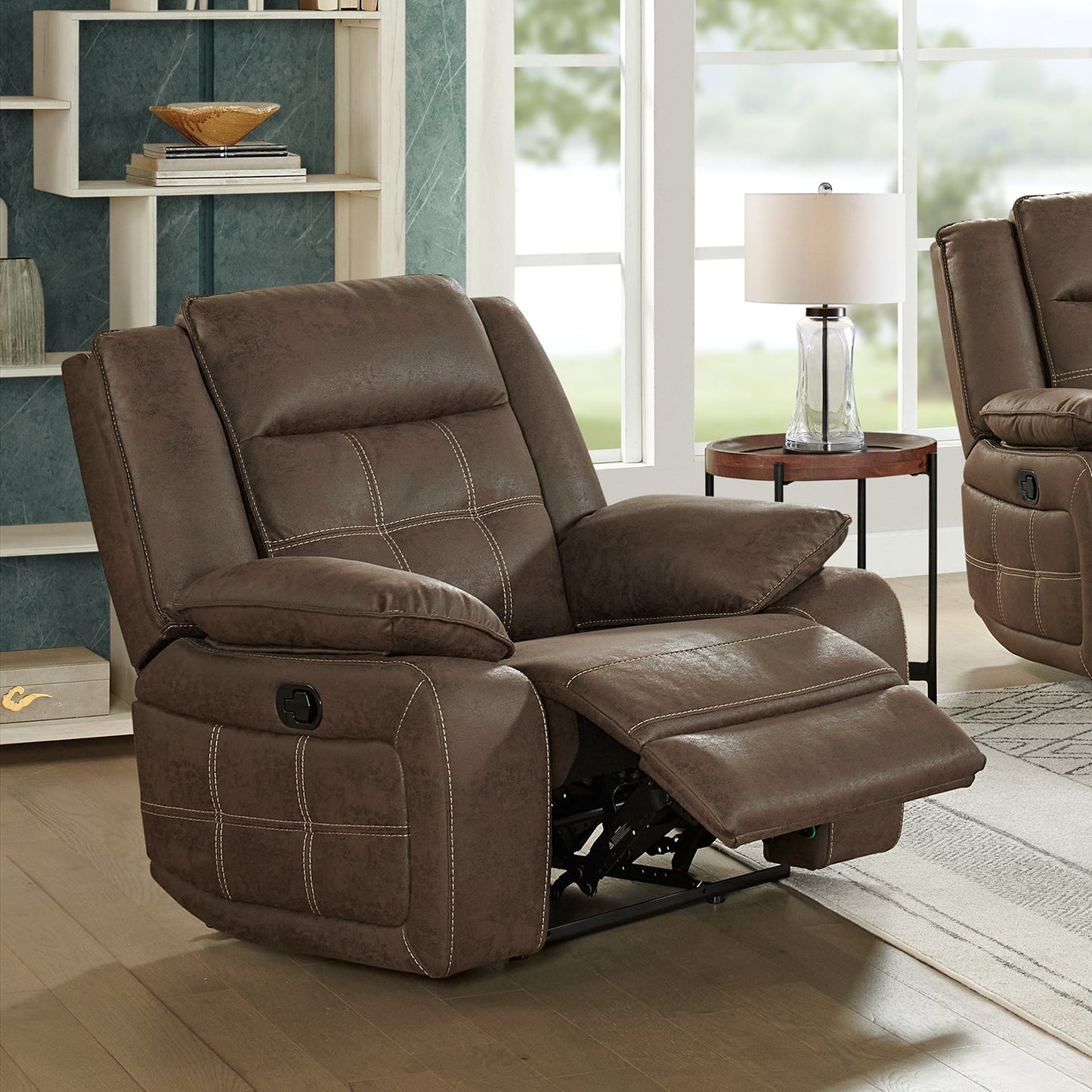 Lesley Transitional Manual Motion Recliner, Brown