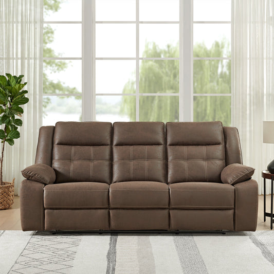 Lesley Transitional Manual Reclining Sofa, Brown