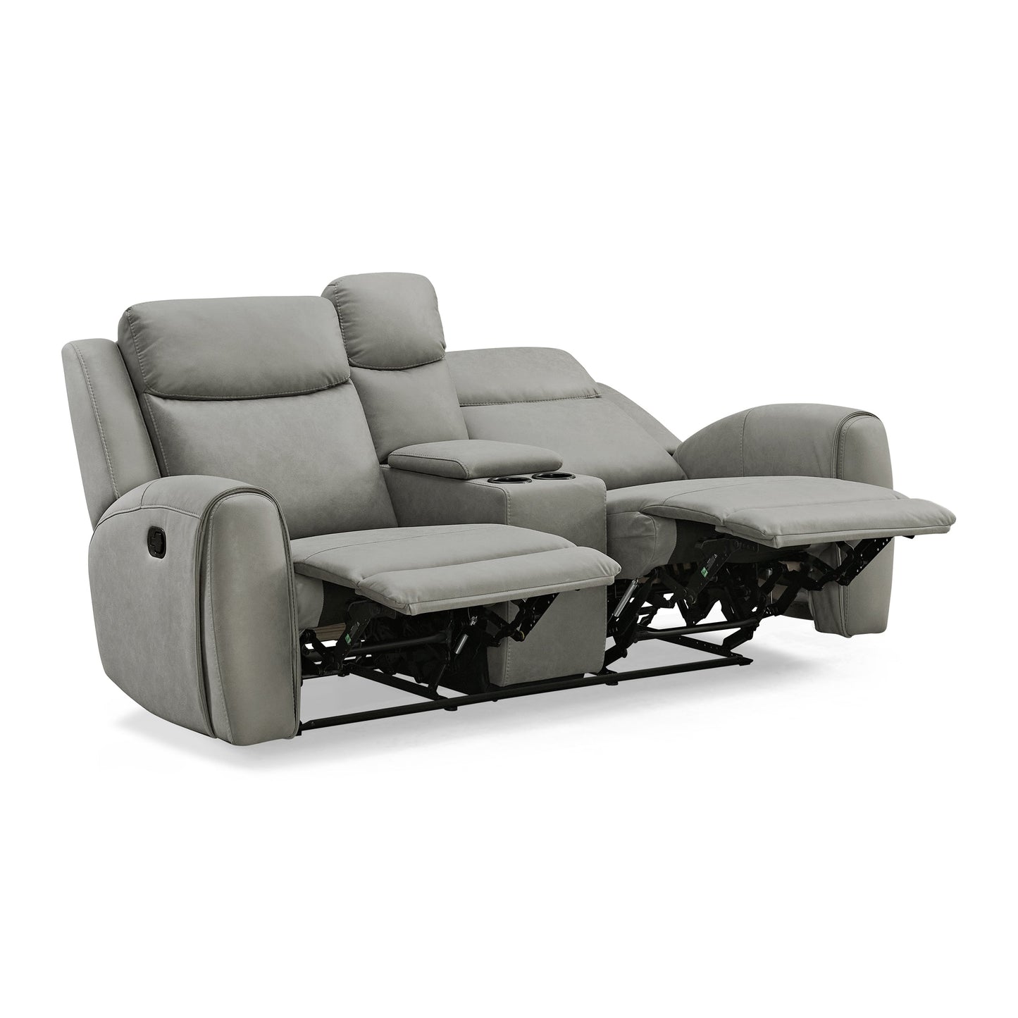 Wesley Transitional Manual Reclining Loveseat, with Cup holders, Gray