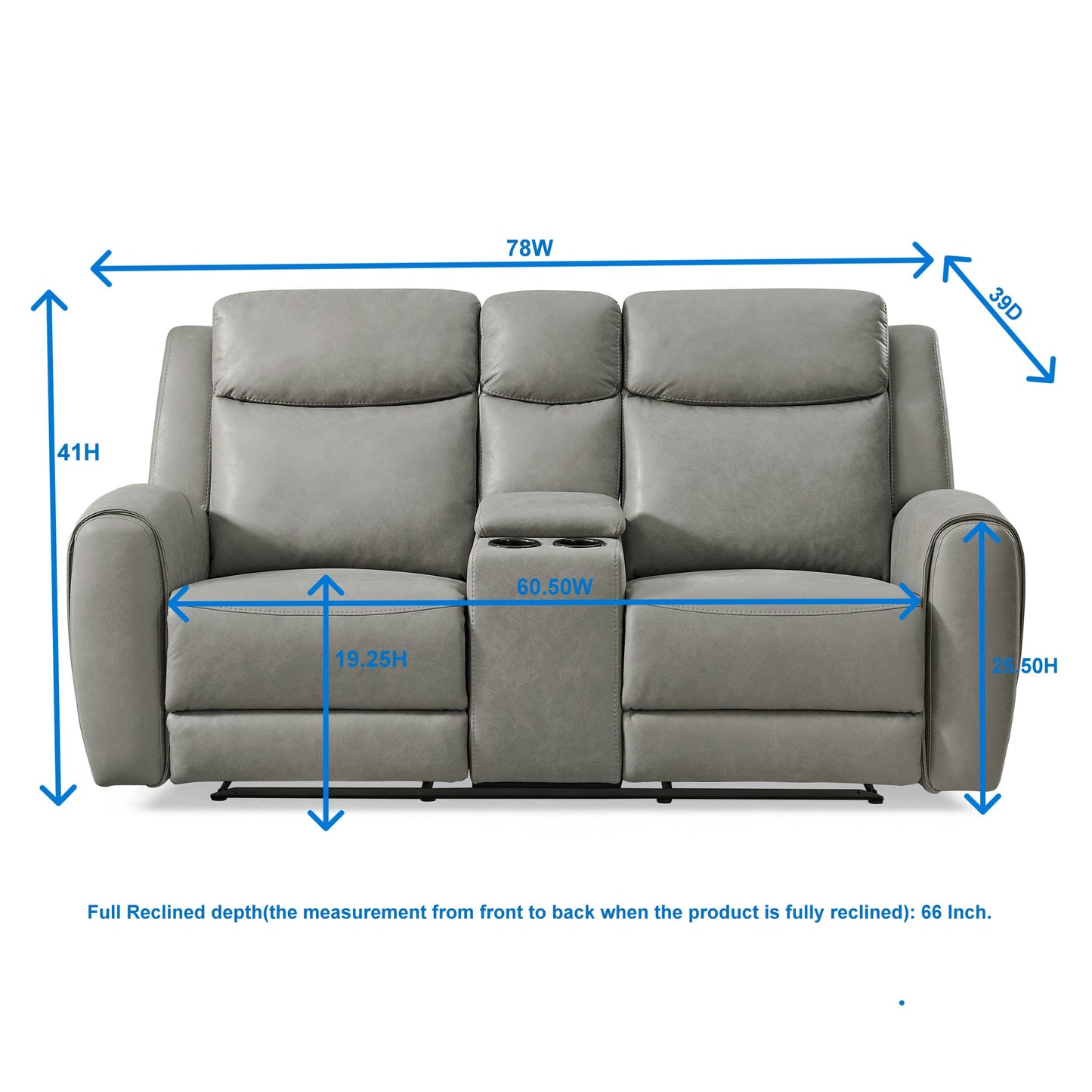 Wesley Transitional Manual Reclining Loveseat, with Cup holders, Gray