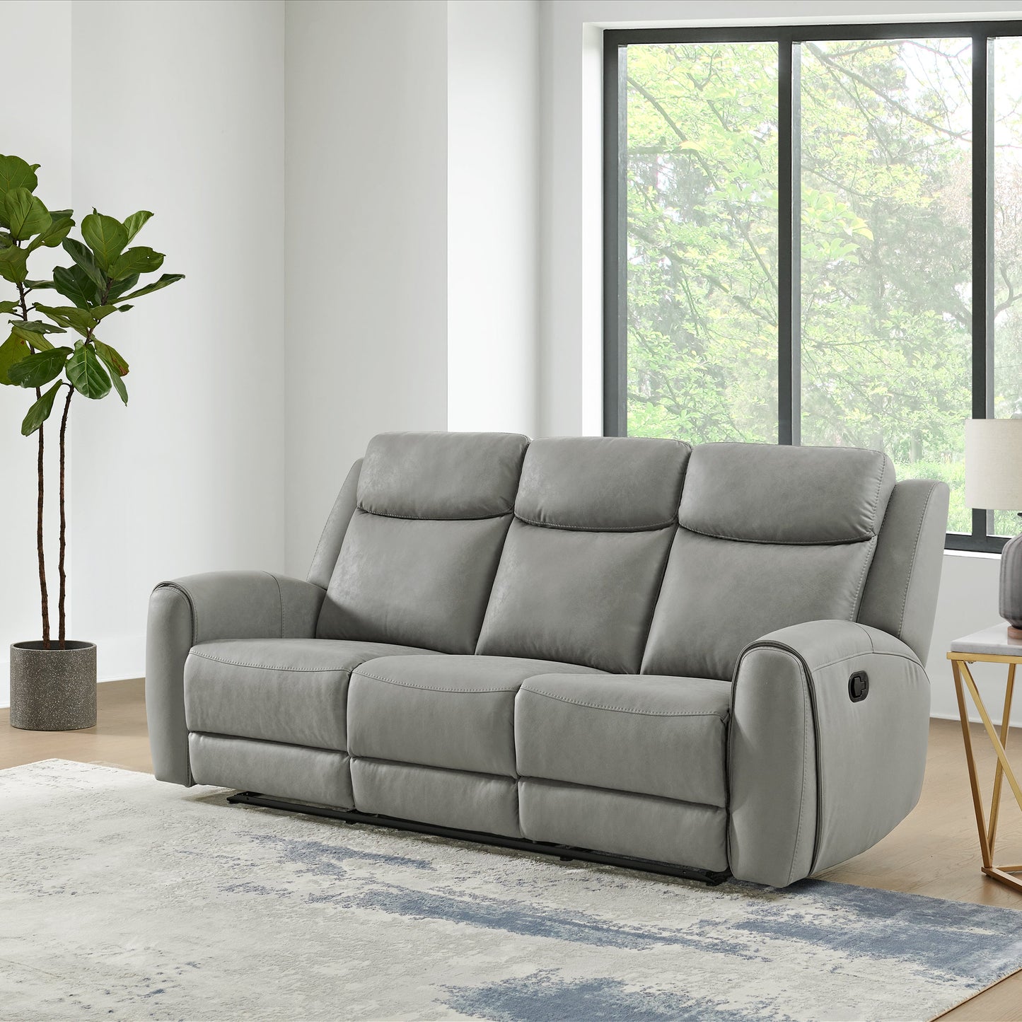 Wesley Transitional Manual Reclining Sofa, Gray