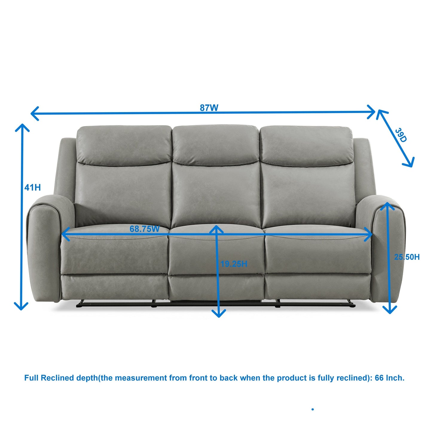 Wesley Transitional Manual Reclining Sofa, Gray