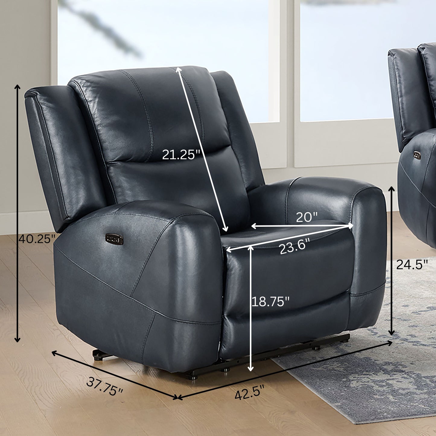 Roundhill Furniture Cozura Leather Power Recliner