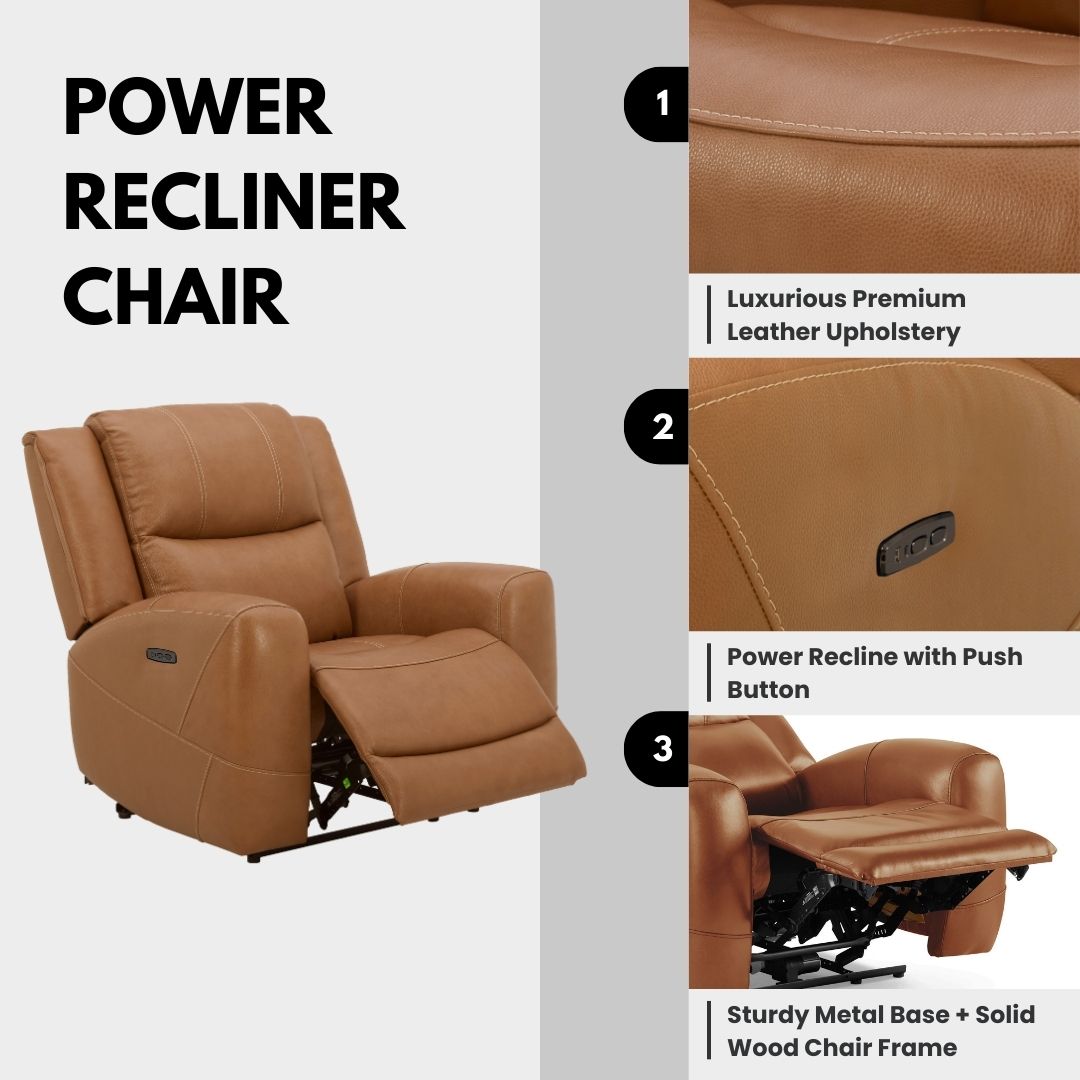 Roundhill Furniture Cozura Leather Power Recliner