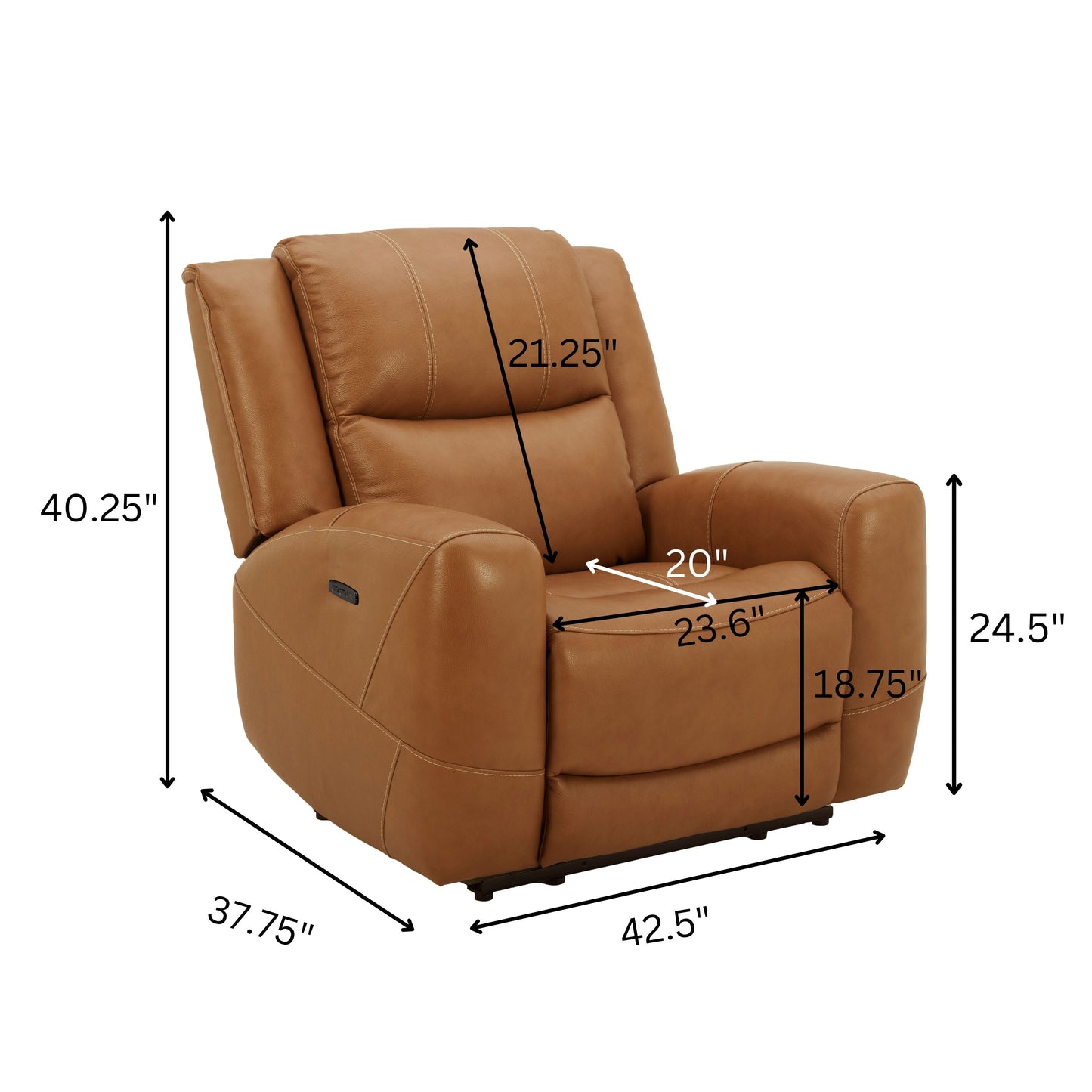 Roundhill Furniture Cozura Leather Power Recliner