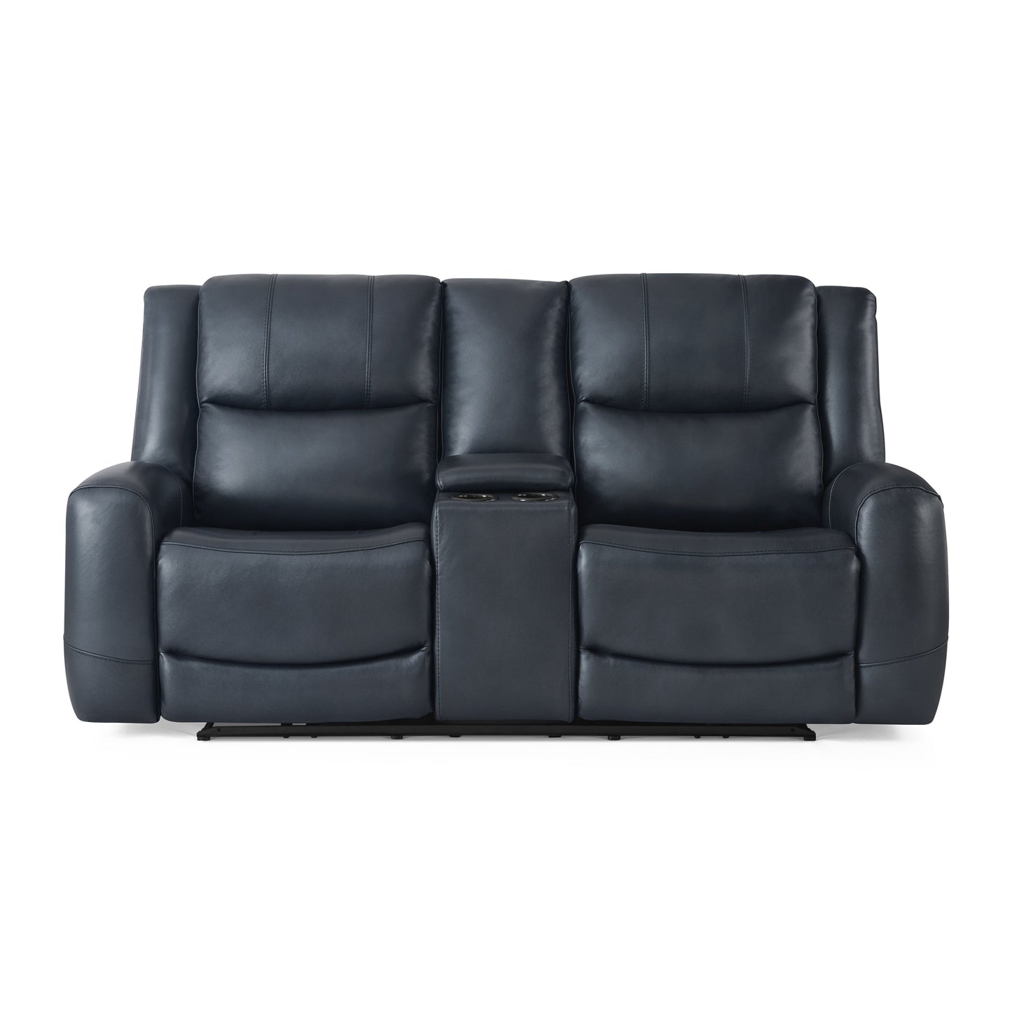 Roundhill Furniture Cozura Leather Power Dual Recling Loveseat with Console