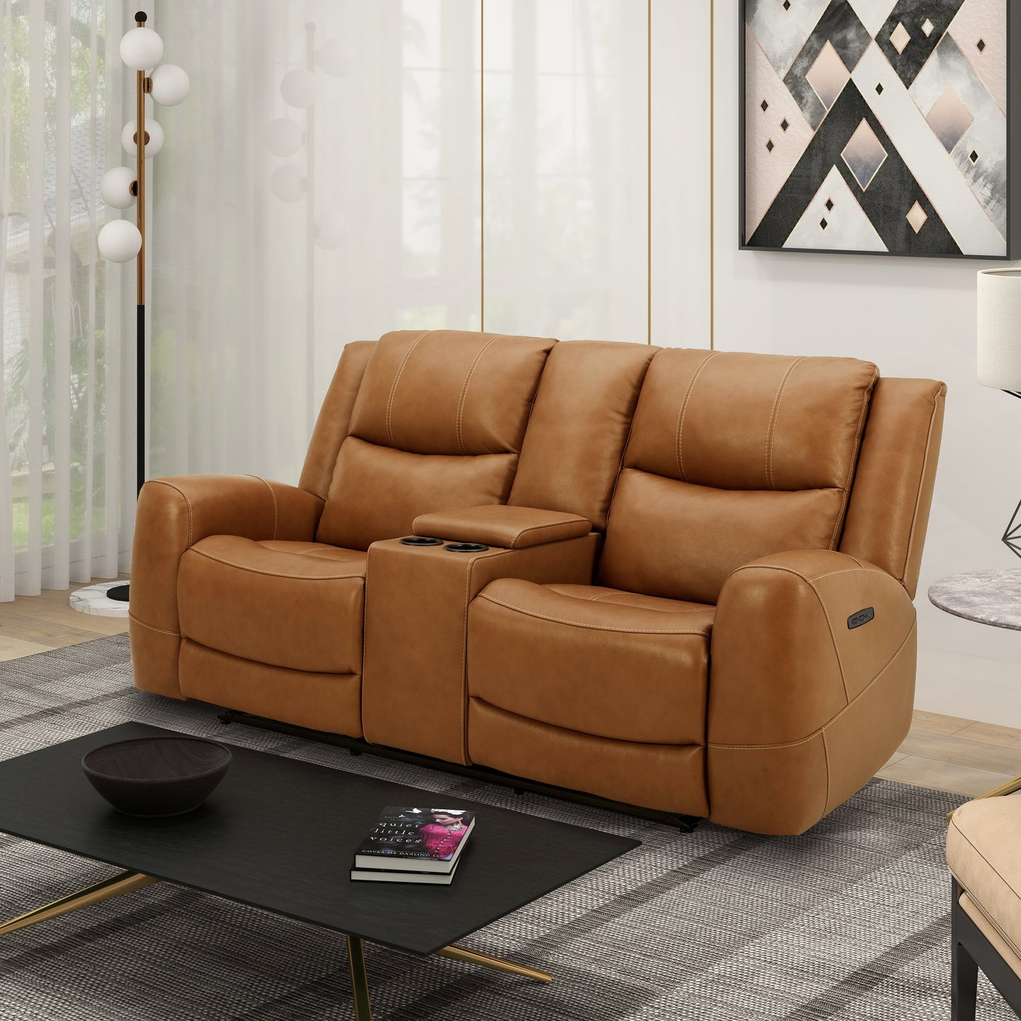 Roundhill Furniture Cozura Leather Power Recling Living Room Collection