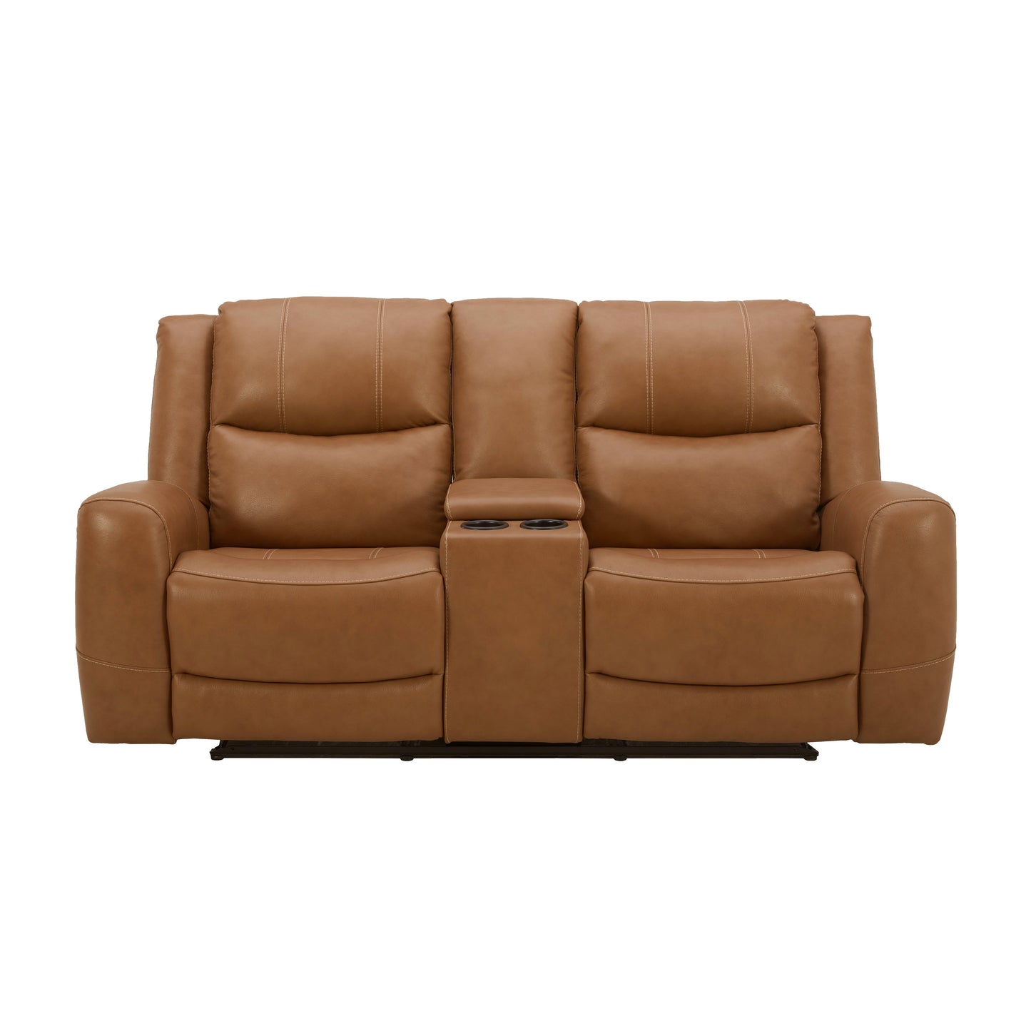 Roundhill Furniture Cozura Leather Power Dual Recling Loveseat with Console