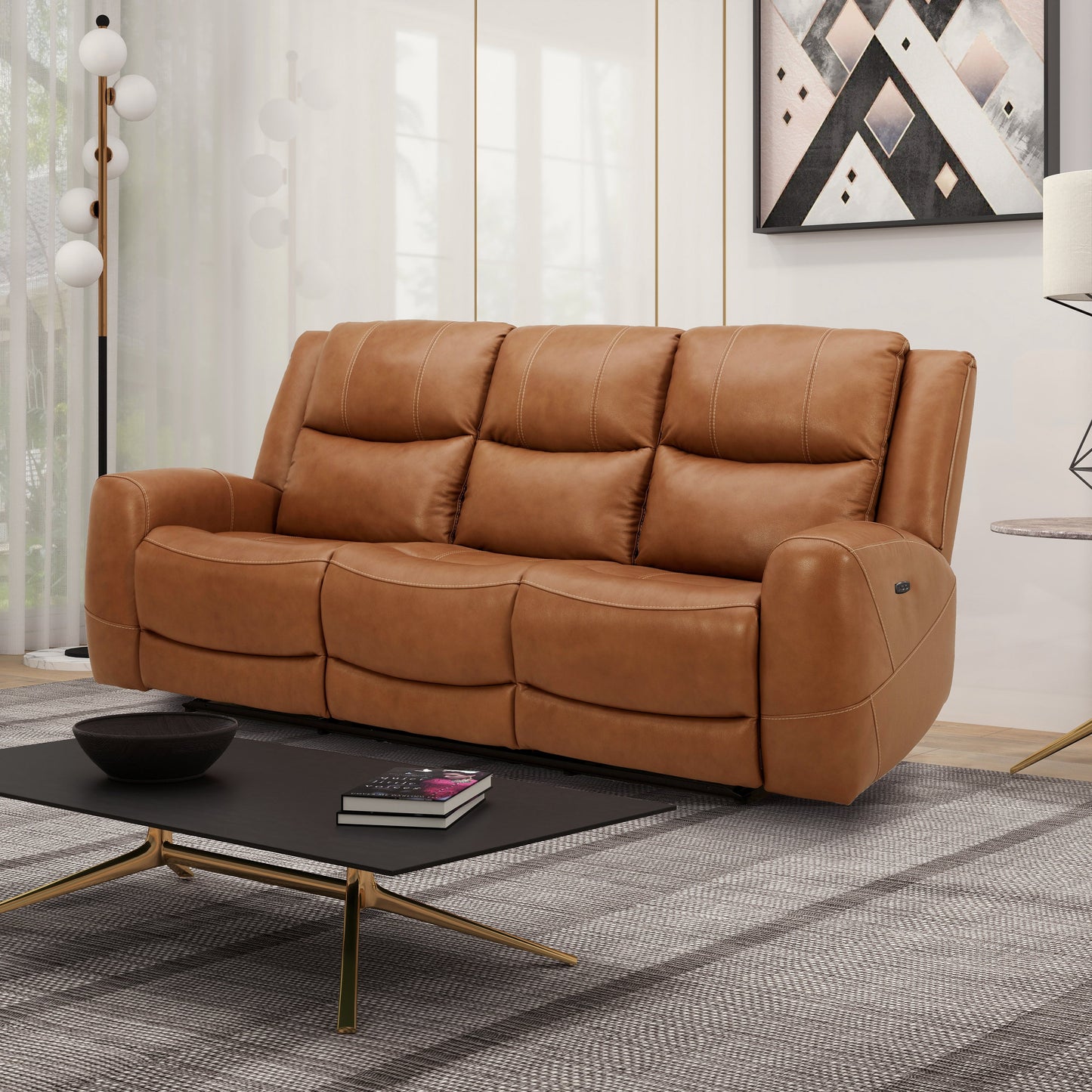 Roundhill Furniture Cozura Leather Power Recling Living Room Collection