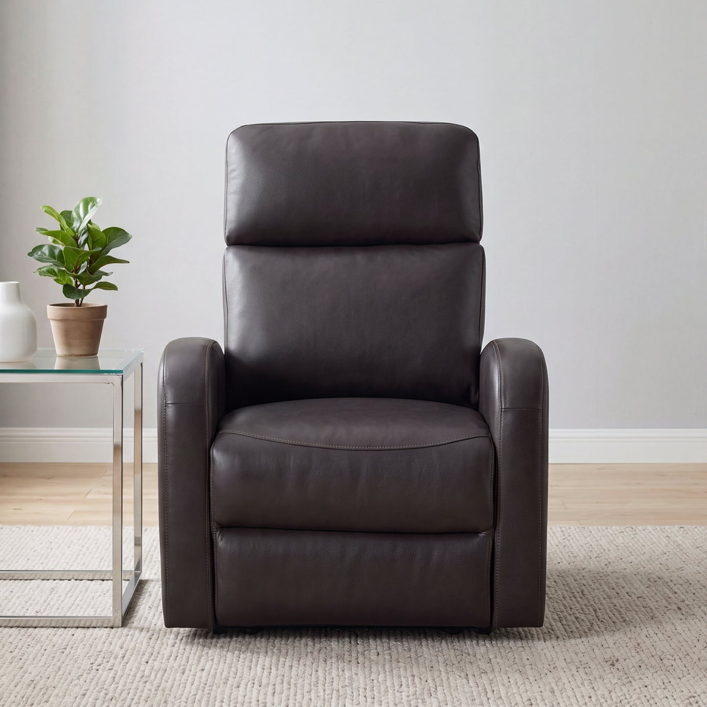 Roundhill Furniture Noah Leather Power Recliner Chair with Charging Port, One-Touch Electric Reclining Armchair