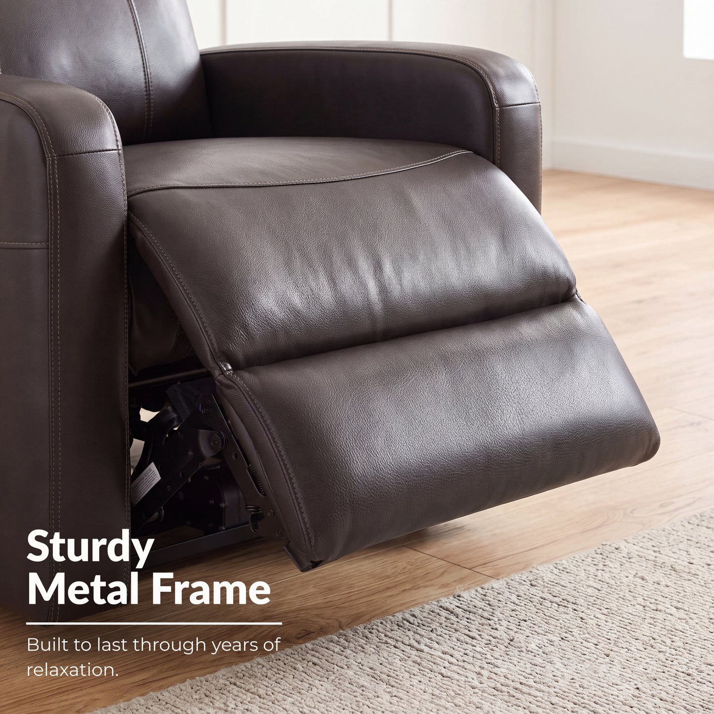 Roundhill Furniture Noah Leather Power Recliner Chair with Charging Port, One-Touch Electric Reclining Armchair