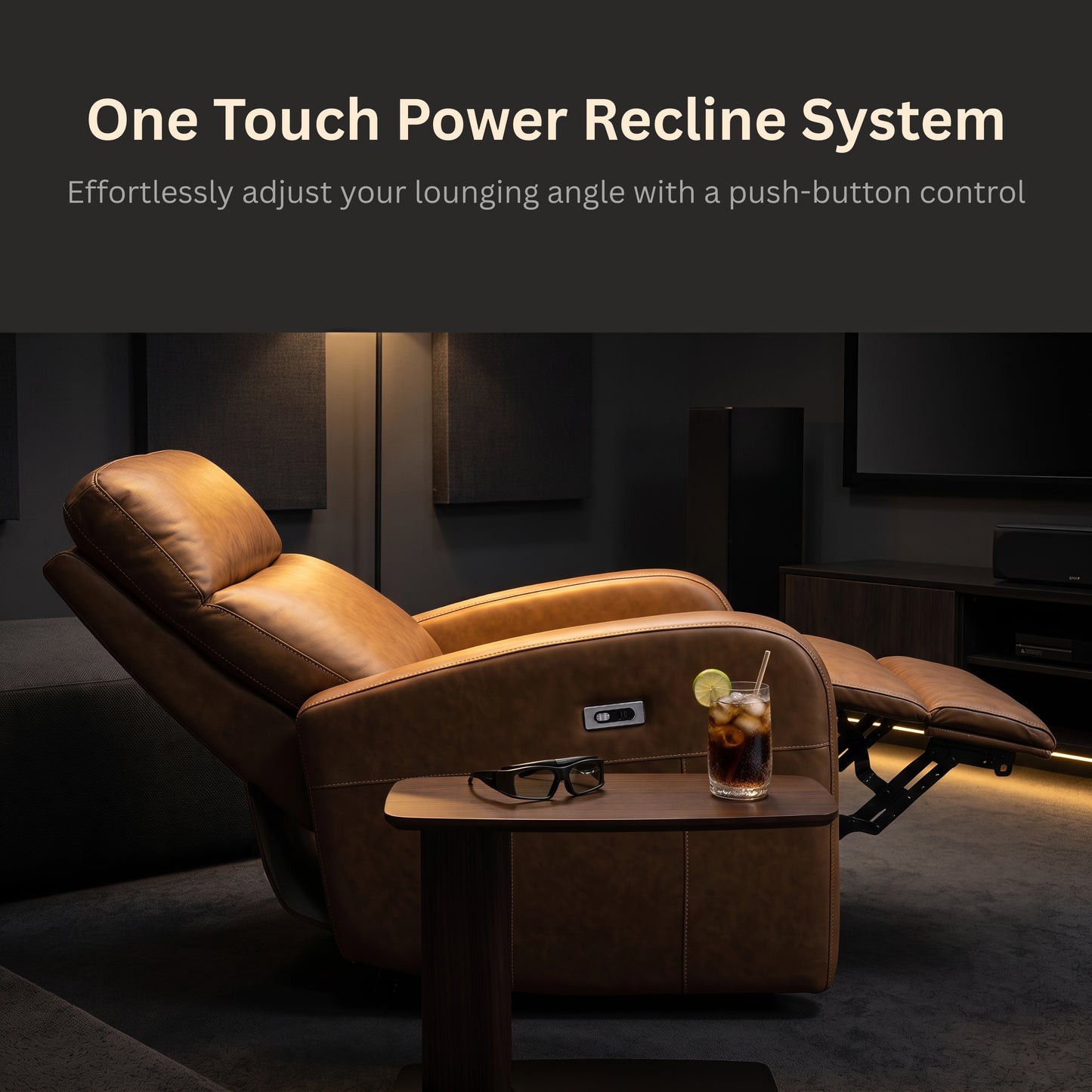 Roundhill Furniture Noah Leather Power Recliner Chair with Charging Port, One-Touch Electric Reclining Armchair