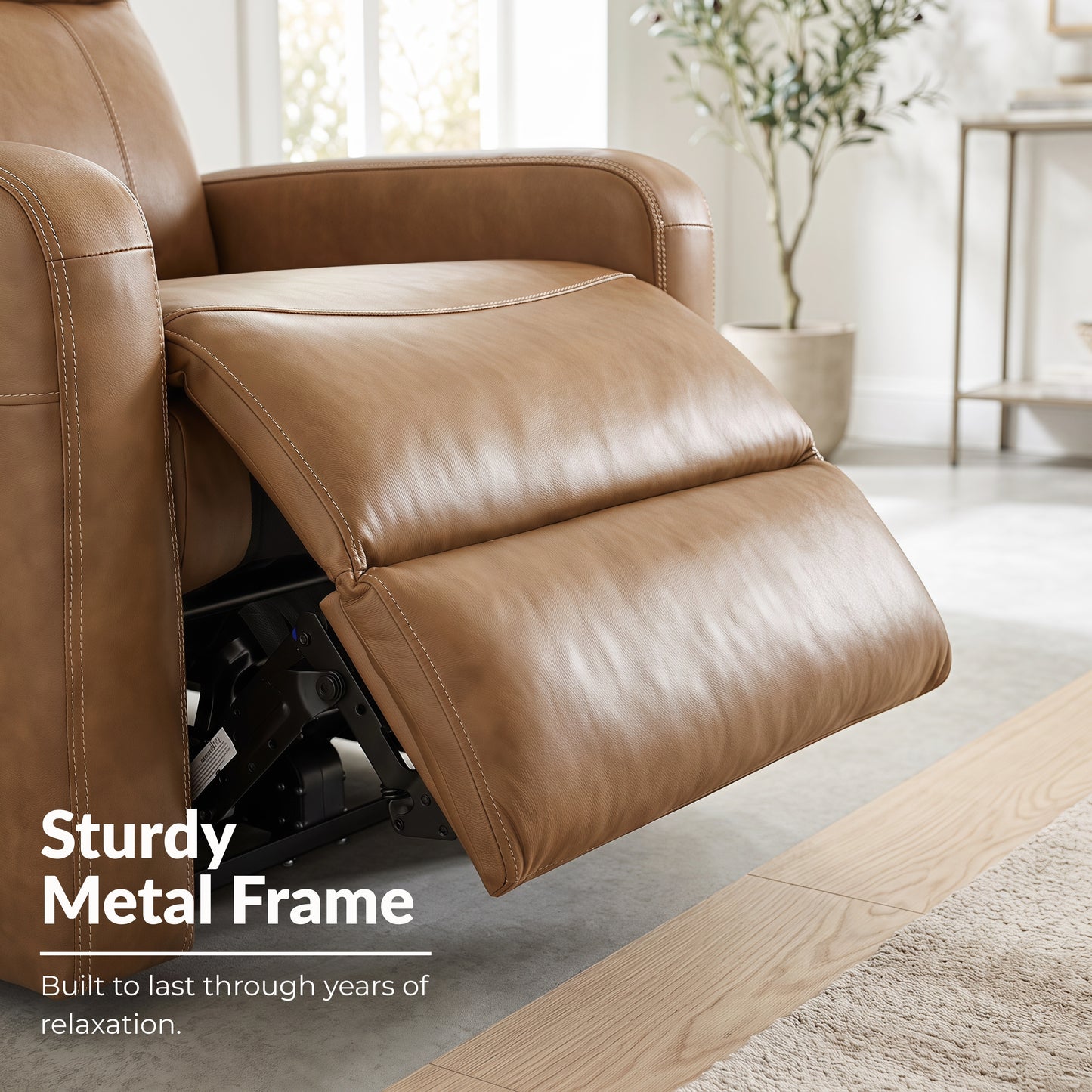 Roundhill Furniture Noah Leather Power Recliner Chair with Charging Port, One-Touch Electric Reclining Armchair
