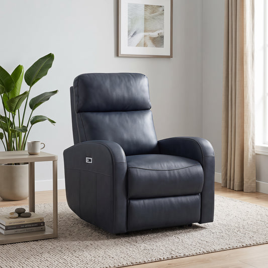 Roundhill Furniture Noah Leather Power Recliner Chair with Charging Port, One-Touch Electric Reclining Armchair