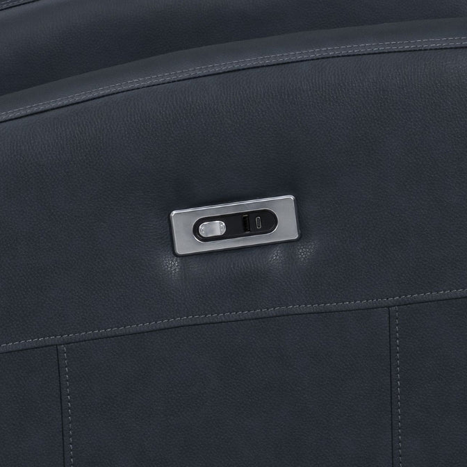 Roundhill Furniture Noah Leather Power Recliner Chair with Charging Port, One-Touch Electric Reclining Armchair