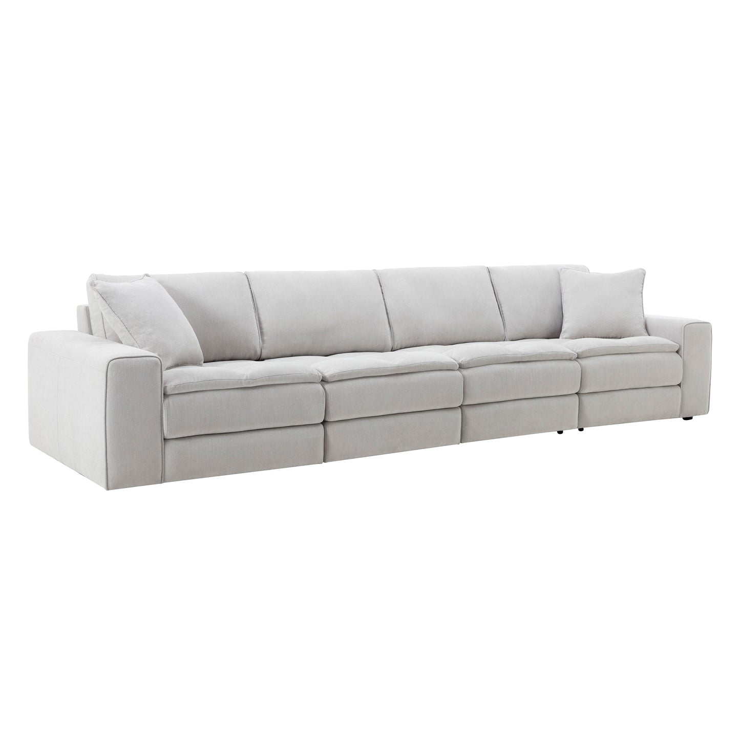 Breton Contemporary Fabric Tufted 4 Piece Sofa, Oyster