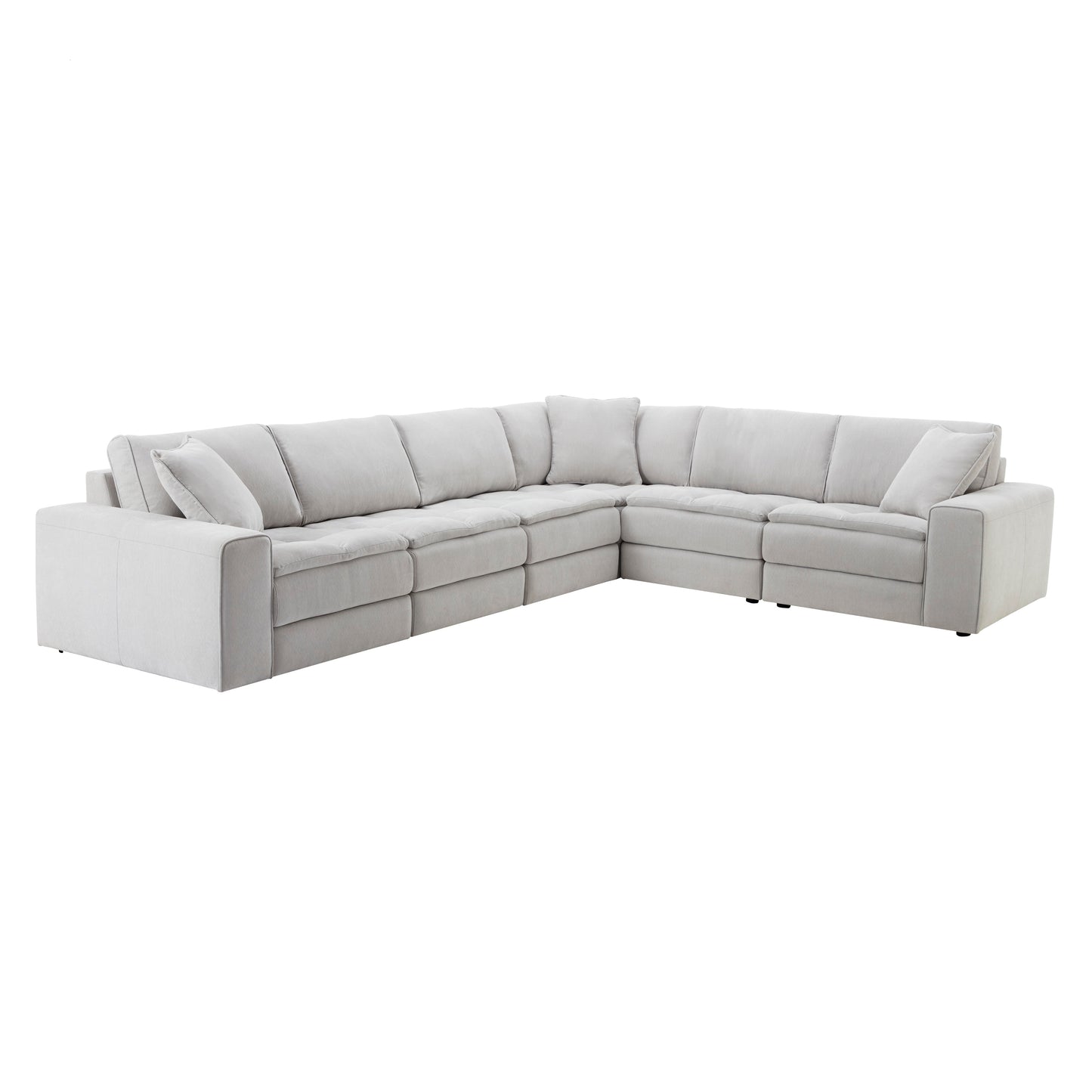 Breton Contemporary Fabric Tufted 6 Piece Modular Sectional Sofa, Oyster