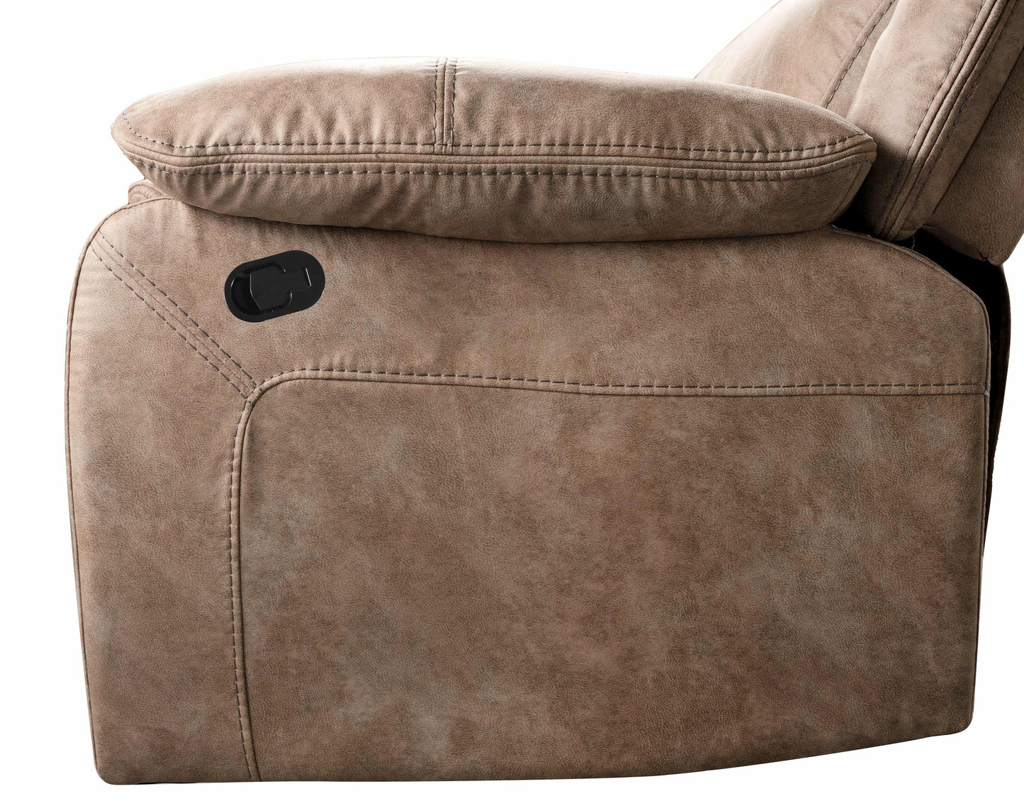 Ensley Faux Leather Reclining Storage Loveseat in Sand Finish