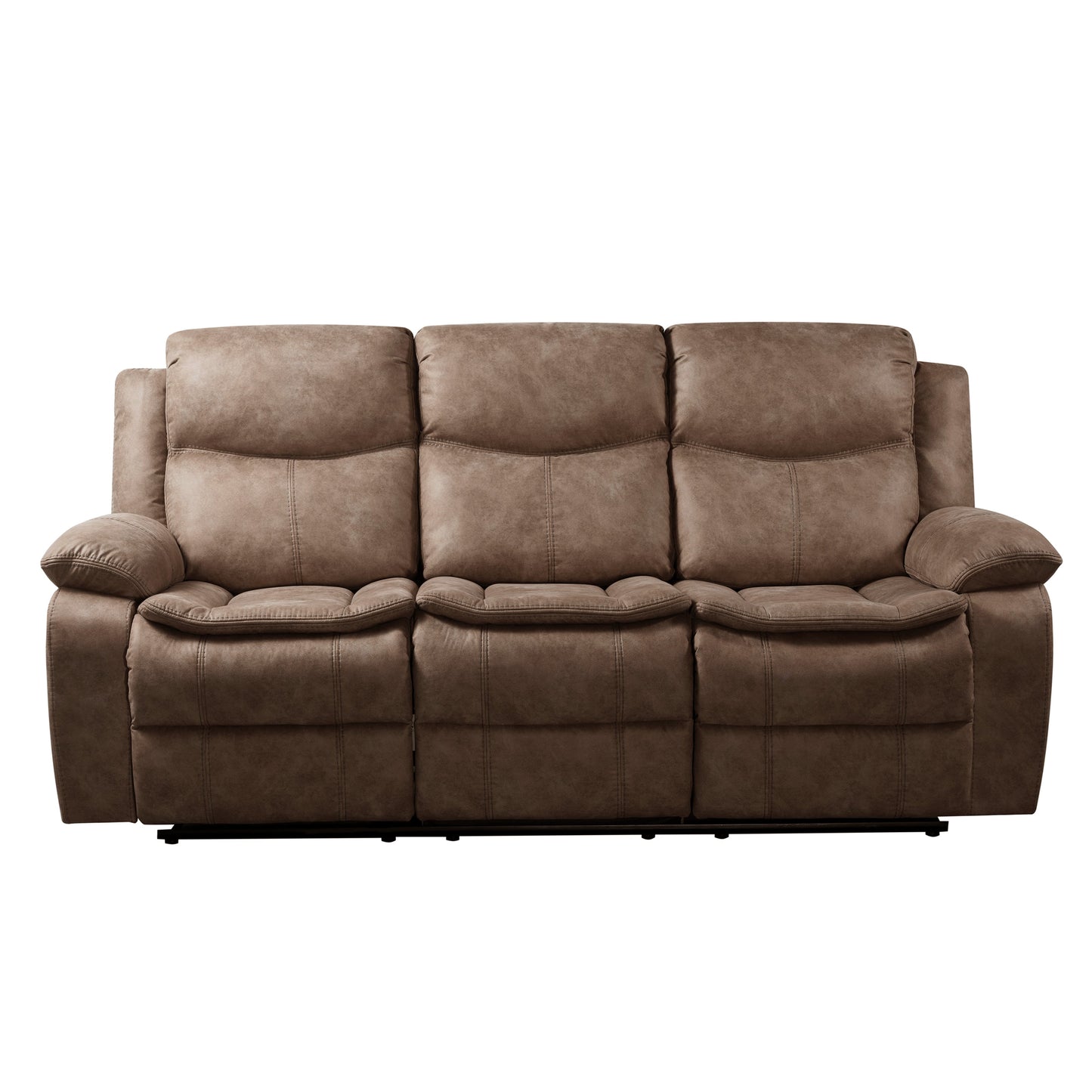 Ensley Faux Leather Reclining Sofa with USB Port in Sand Finish