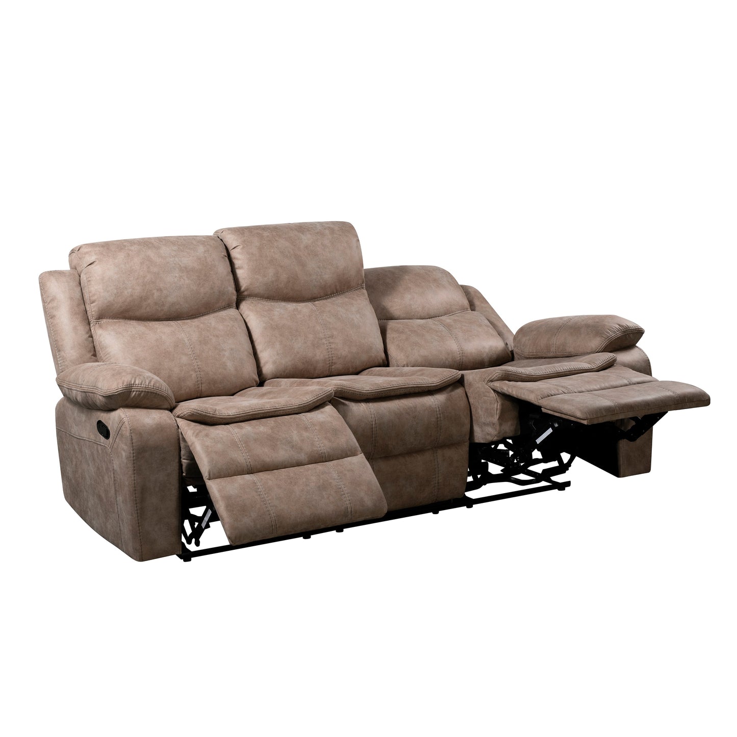 Ensley Faux Leather Reclining Sofa with USB Port in Sand Finish