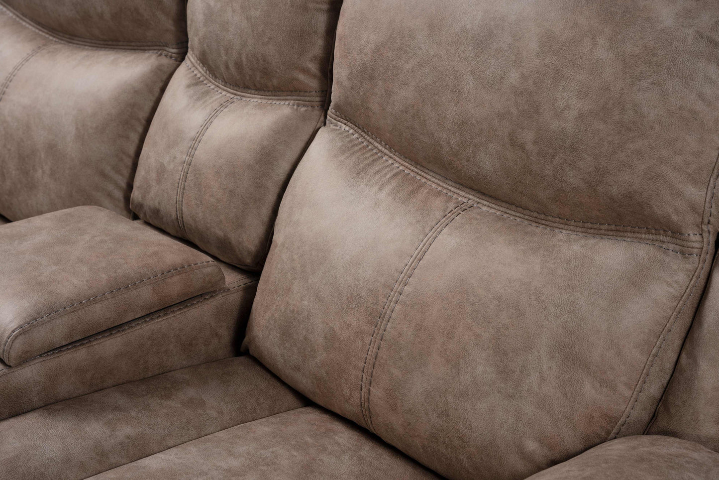 Ensley Faux Leather Reclining Sofa with USB Port in Sand Finish