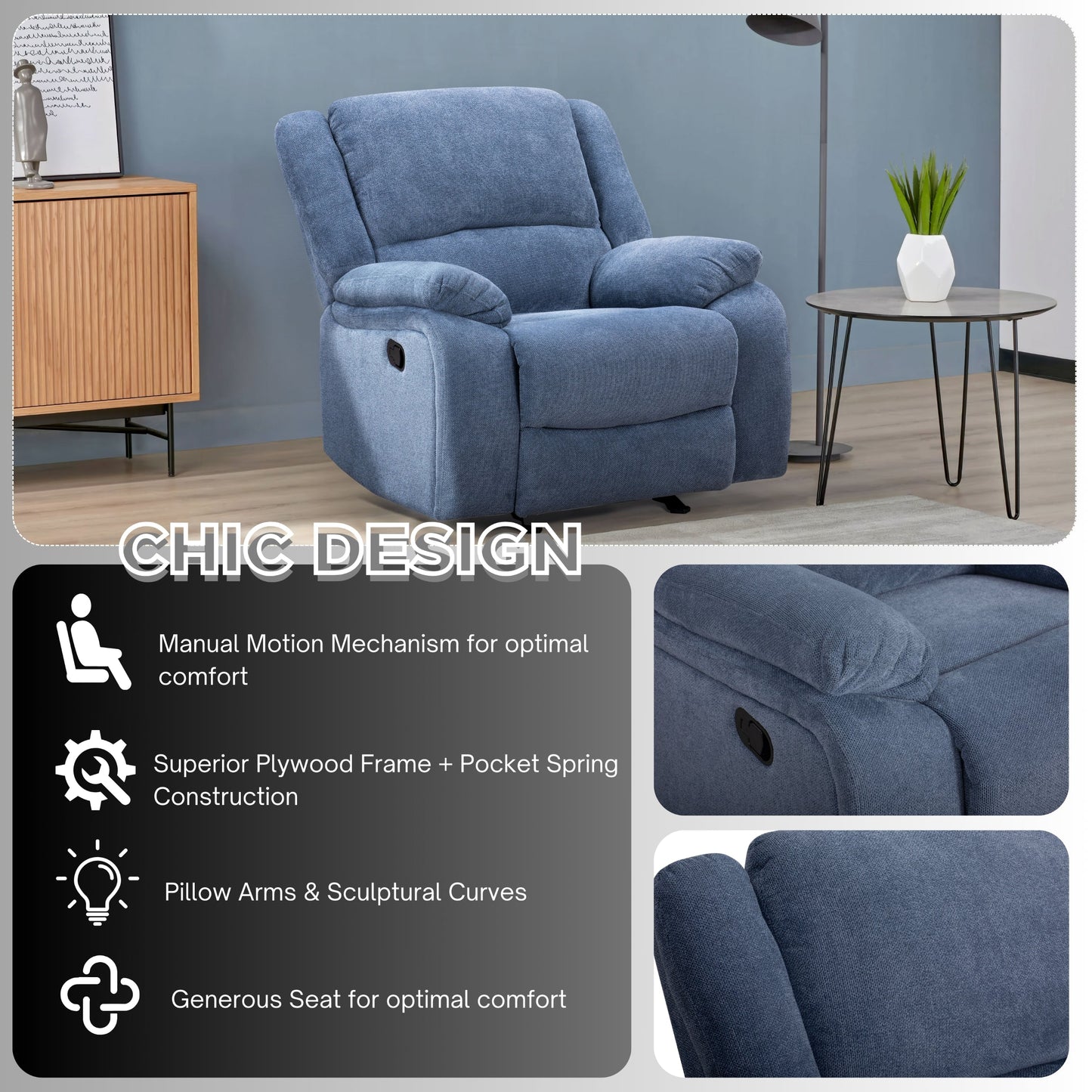 Roundhill Furniture Blitz Transitional Manual Recliner