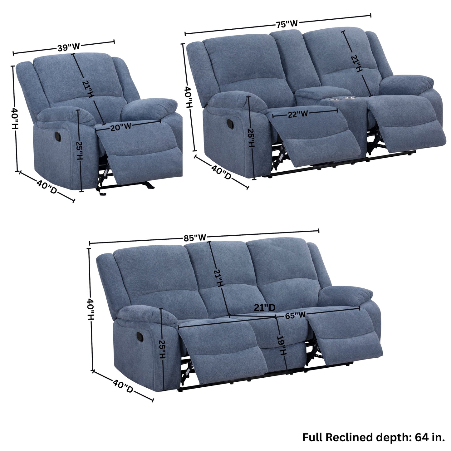 Roundhill Furniture Blitz Transitional Living Room Reclining Collection