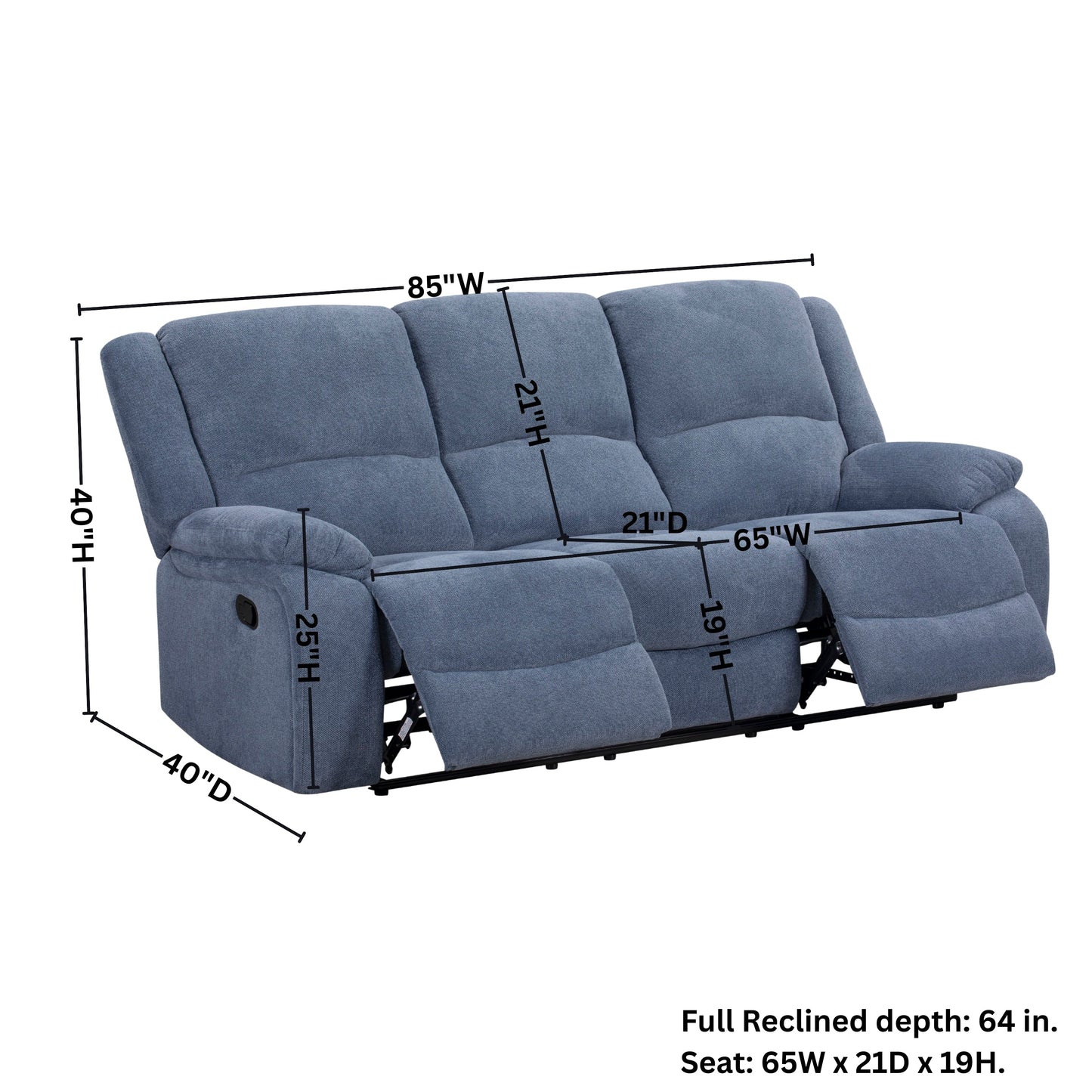 Roundhill Furniture Blitz Transitional Manual Reclining Sofa